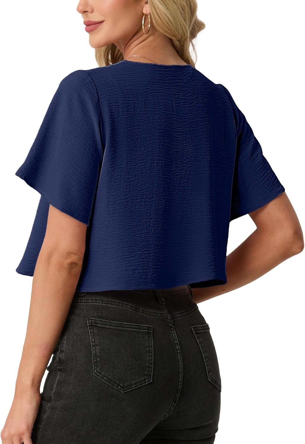 GRECERELLE Women's Summer Lightweight Cropped Cardigan Shrug Short Sleeve Open Front Casual Bolero Cover Ups - Image 4