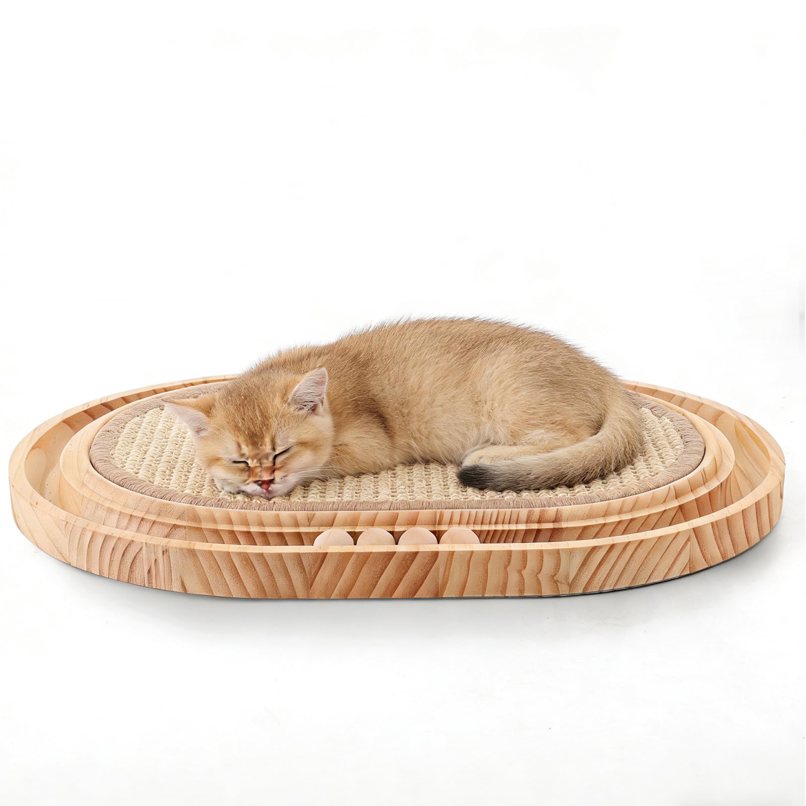 Griffoir en sisal pour chat et tapis d'activité 43x33 cm avec balles mobiles