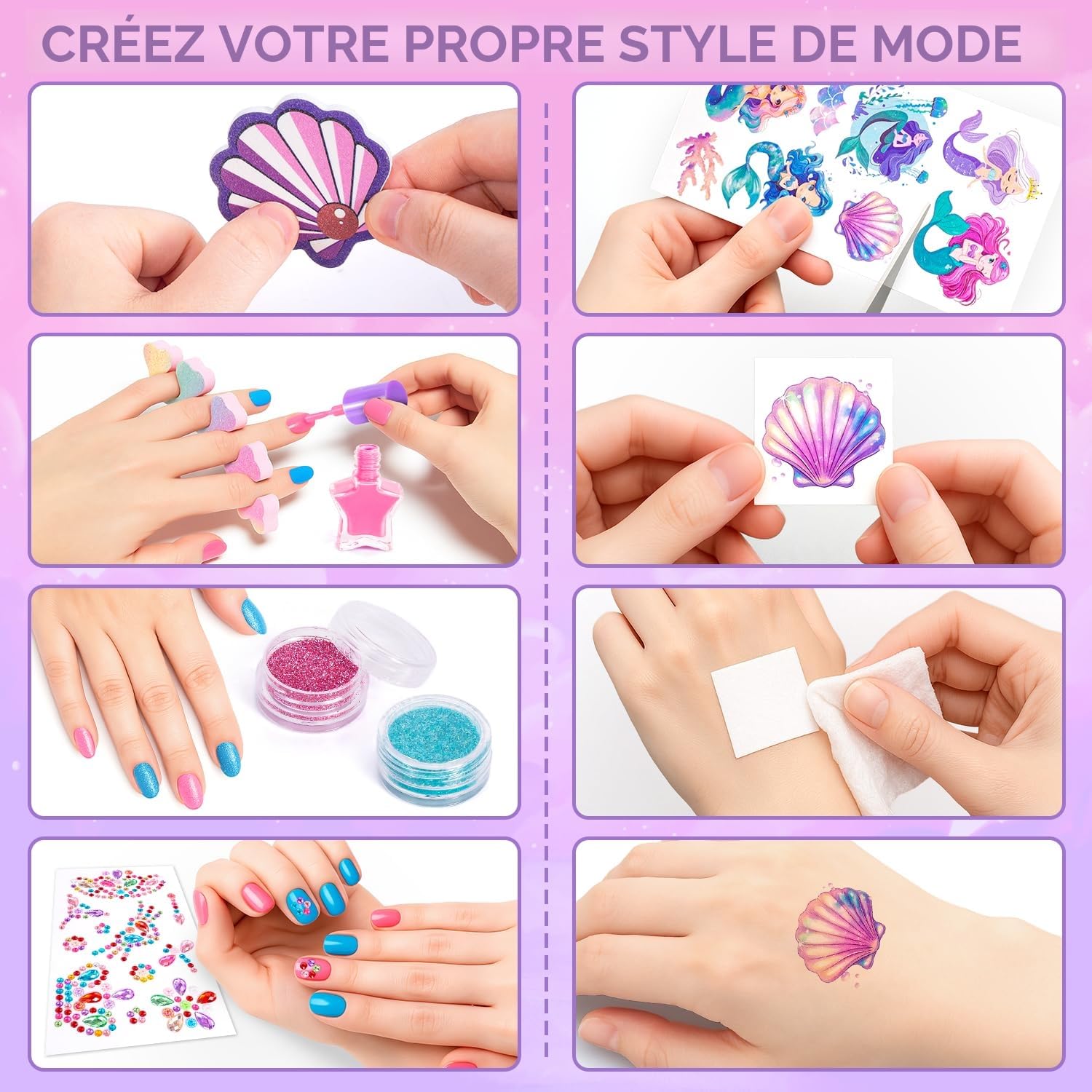Hohosunlar Kit Maquillaje Enfant Fille avec Vernis à Ongles, Coffret Maquillage de Princesse Jouet Fille Non Toxique et Lavable, Les Cadeaux d'anniversaire de Noël Jouet pour Filles 3 4 5 6 7 8 9 10