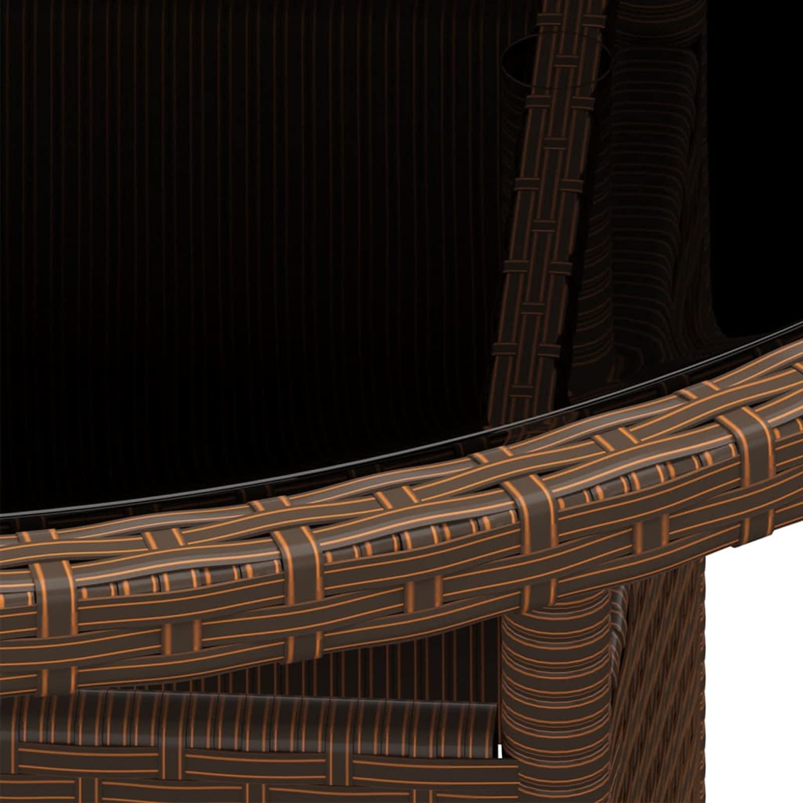 LAPOOH Tavolo Giardino Ø80x75 cm Vetro Temperato e Polyrattan Marrone,Mobili,Mobili da Giardino,Tavoli da giardino-310605