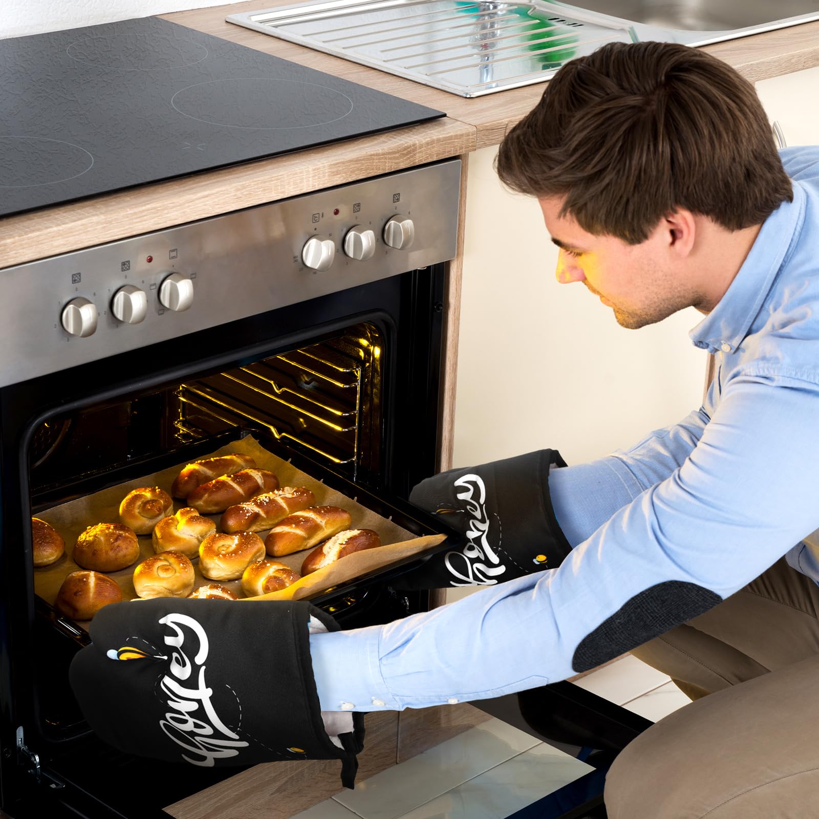 Juego de 6 toallas de cocina de abeja, decoración y accesorios de cocina, guantes florales para horno y soportes para macetas, paños absorbentes de cocina para cocinar, hornear y asar a la parrilla 6