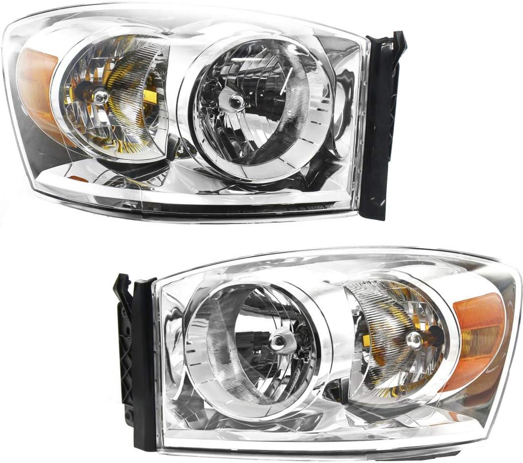 KarParts360 For Dodge Ram 3500 Headlight Assembly 2007 2008 2009 Driver and Passenger Side Pair w/Bulbs Replaces CH2502180 CH2503180