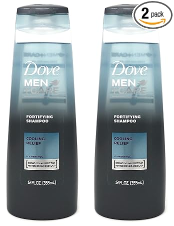 Dove Men + Care Fortifying Shampoo, Cooling Relief ICY Menthol, 12 Ounces (Pack of 2)