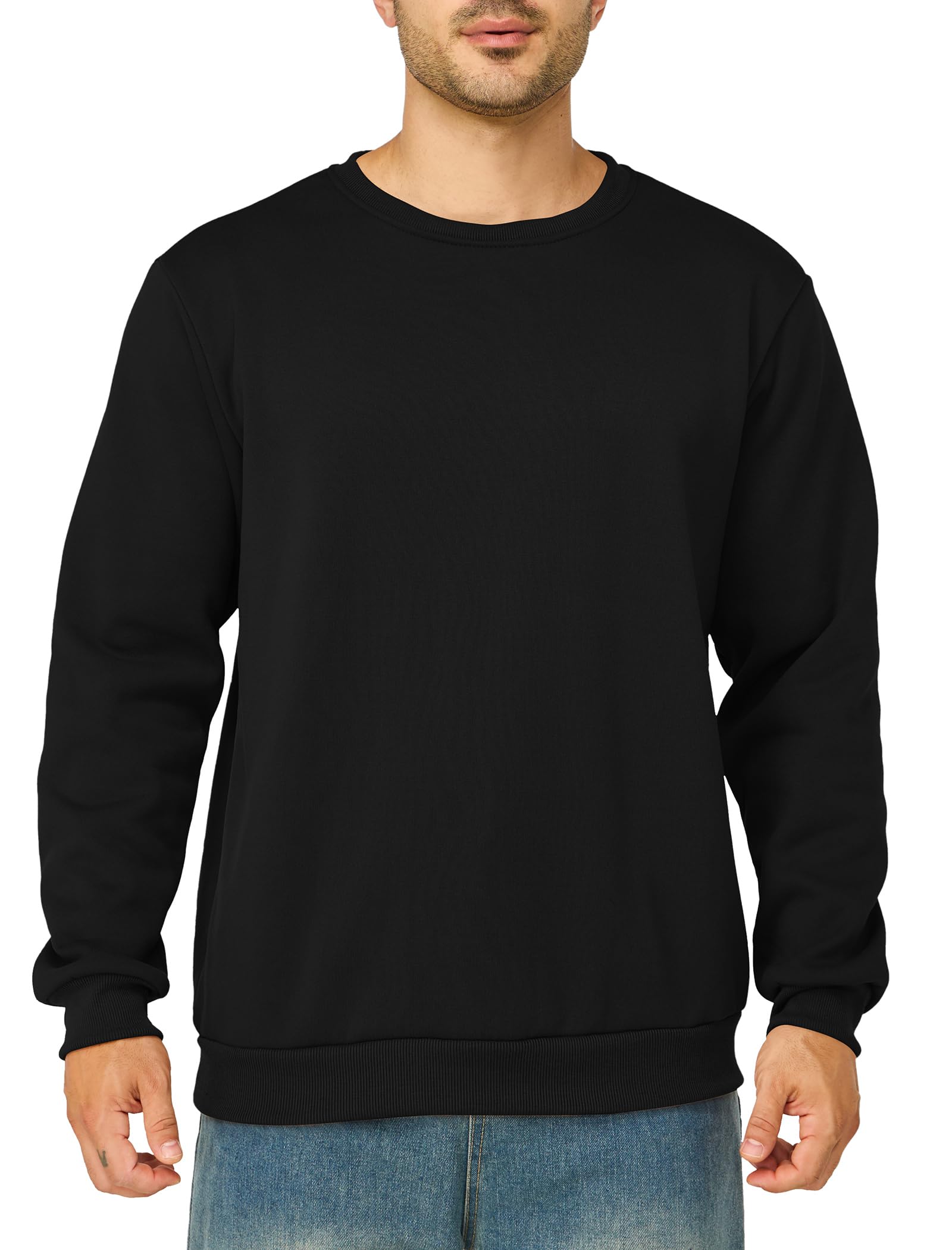 Asrlivp Mens Crewneck Sweatshirts Casual Fleece Pullover Sweatshirt Long Sleeve Basic Sweat Shirts