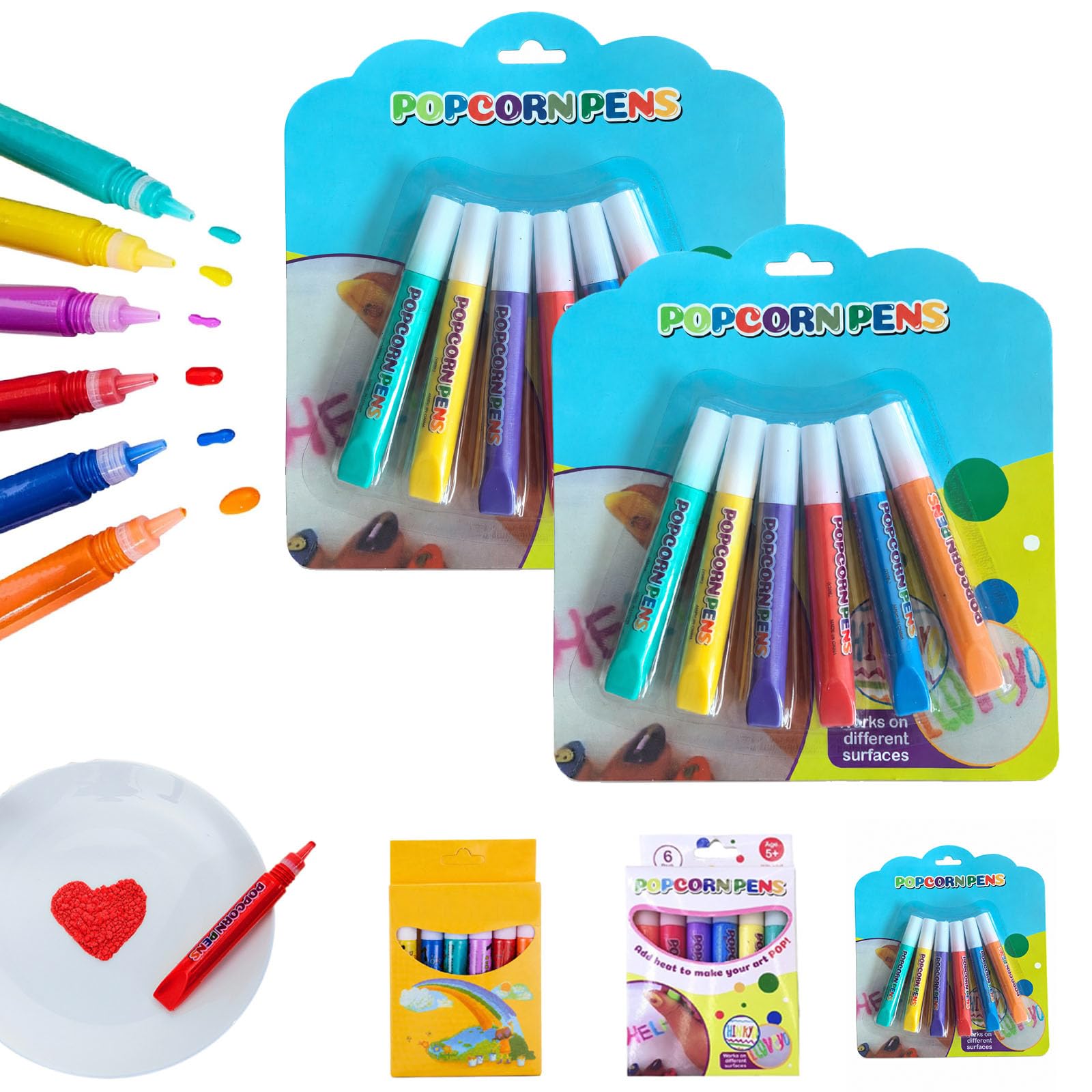 Diy Magic Popcorn Pens 3D Bubble Popcorn Drawing Pens for Kids，C-2PCS