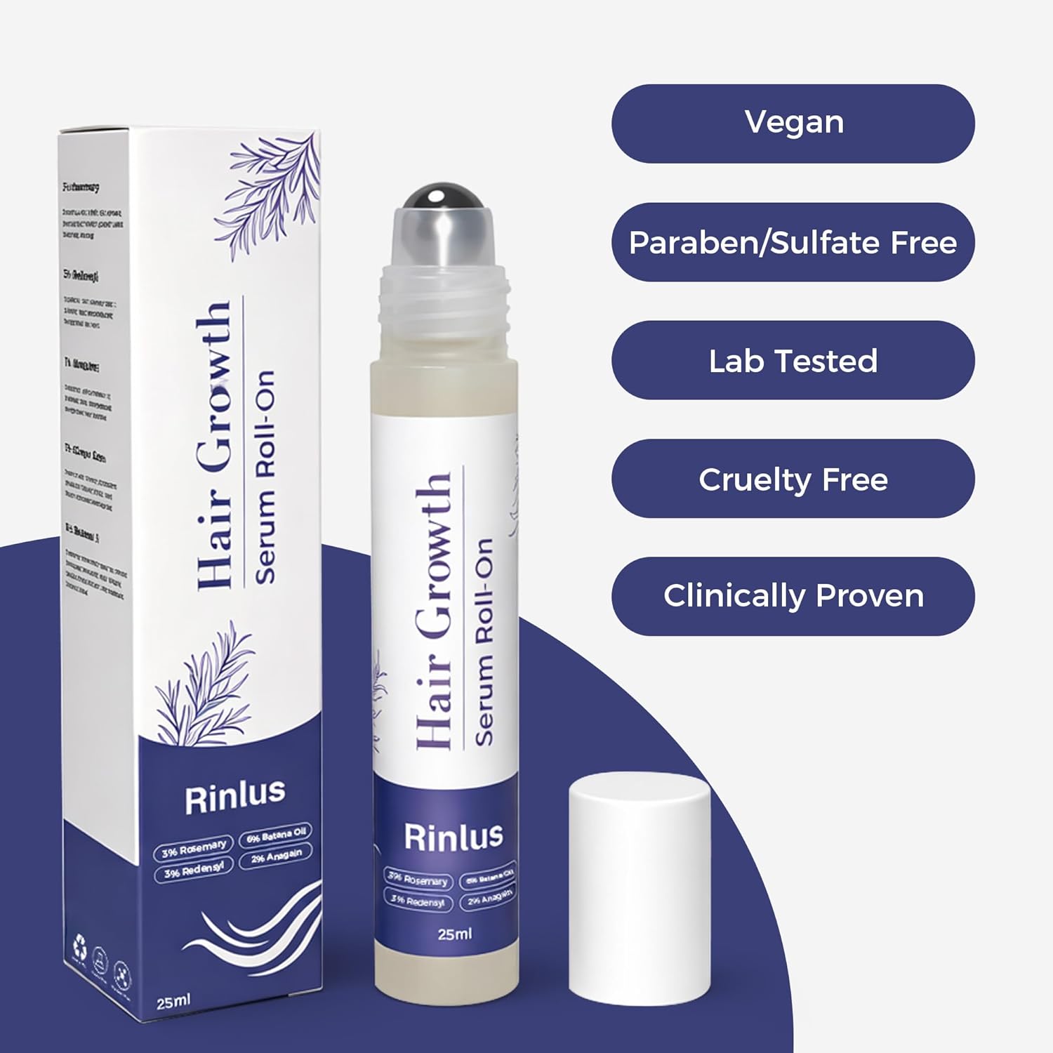 Hair Growth Serum Roll On,3% Rosemary, 6% Batana oil,3% Redensyl & 2% Anagain| No-Rinse, Fast-Absorbing | For Thinning Hair & All Hair Men & Women (2 Pcs) - Image 7