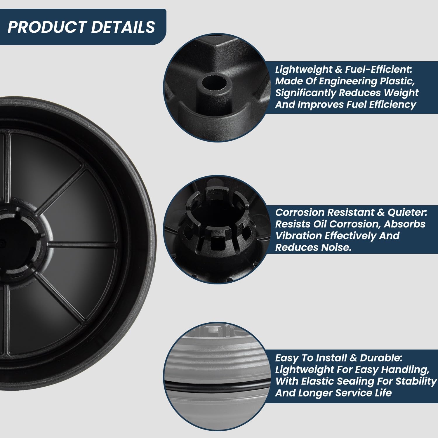Fuel Filter Housing Cover Cap Compatible with Dodge Ram 1500 3.0L 2020-2023, Ram 2500 3500 4500 5500 6.7L 2019-2024 Replaces 68436815AB