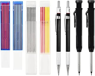 36pcs Carpenter pencil, mechanical Carpenter Pencils Kit with 2pcs Carpentry Mechanical Pencil 2pcs deep hole pencil Built-in Sharpener 32pcs 2/2.8mm Refills for Mark Draw men Newyear Valentines Gift