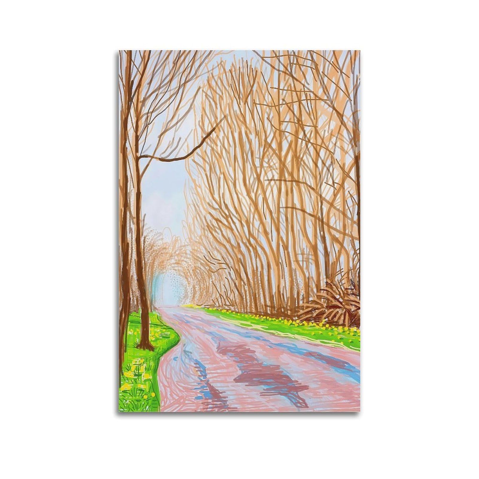 Joentdrn Unframe-Style David Hockney Vintage Abstract Aesthetic Canvas Wall Art Print Home Decor For Bedroom Living Room08x12inch(20X30cm)