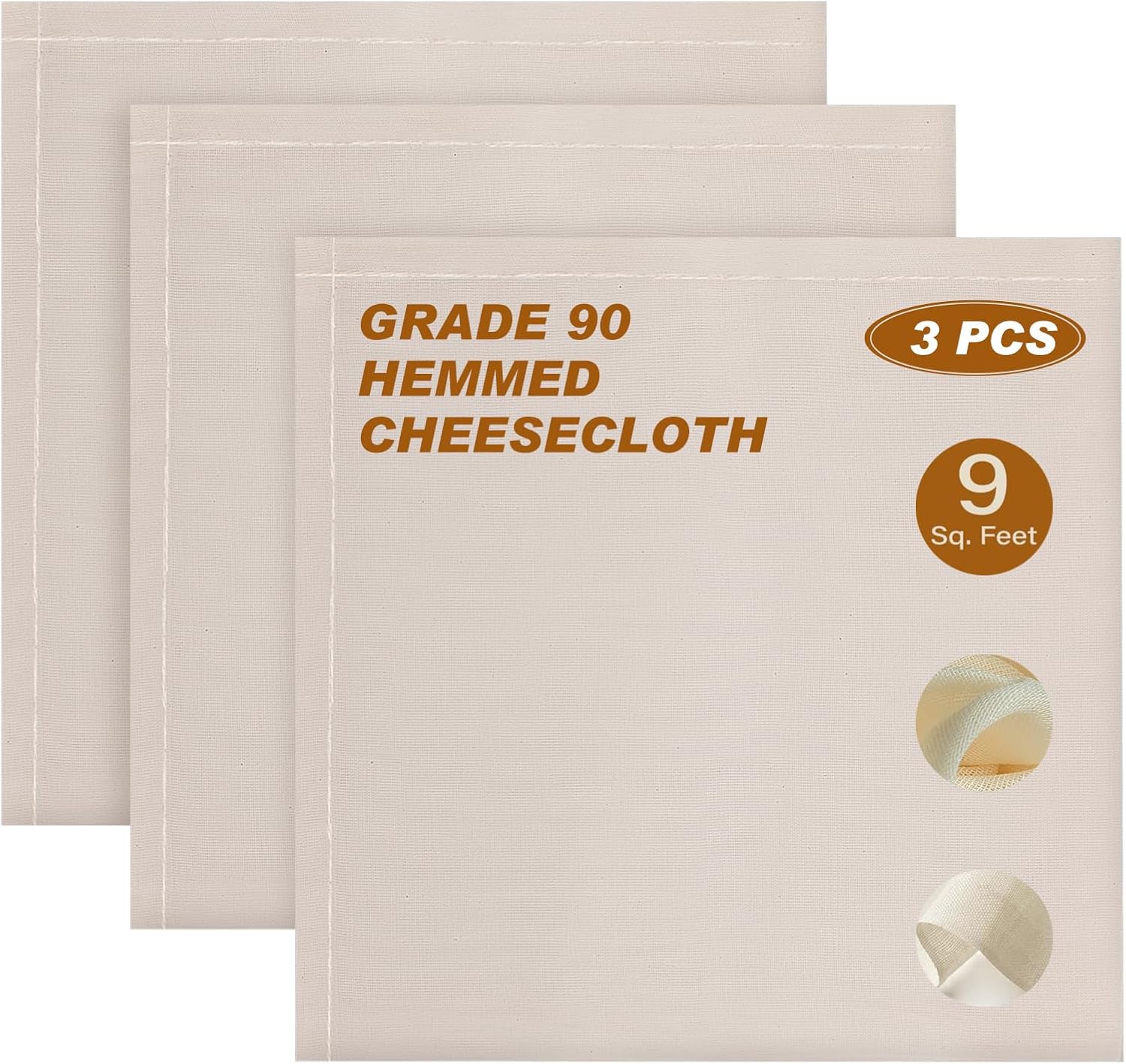 Cheesecloth Muslin Cloth 20 x 20 Inches Reusable Cheesecloths 3 Pcs Cheese Cloth Grade 90 Unbleached Cheese Cloths for Cooking Straining Canning Steaming