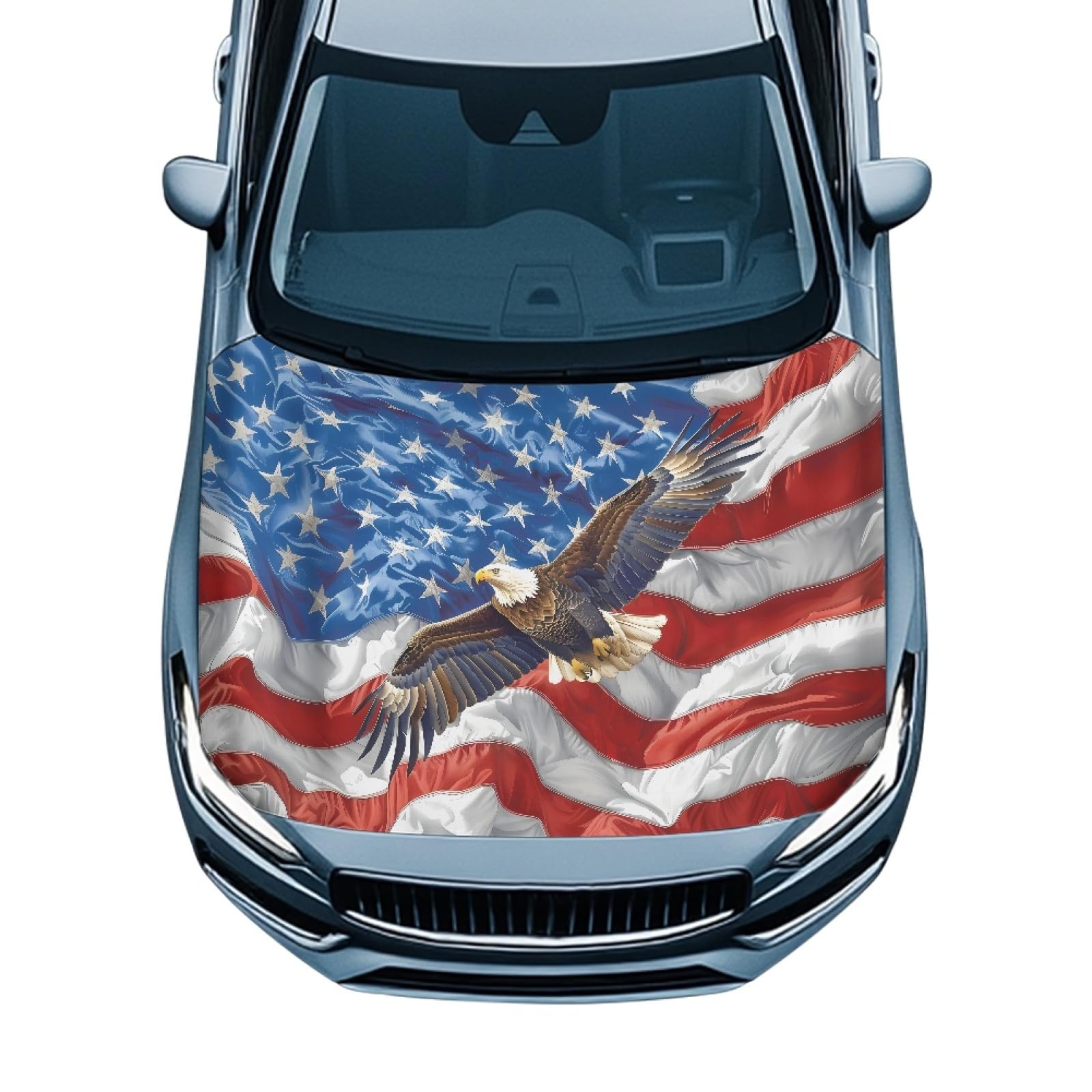 Eagle Print Car Bonnet Hood Cover UV Fade Resistant Waterproof Exterior Covers for Car Decor Accessories All-Season Protection Fit for Cars Trucks SUVs