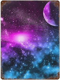Letreros de hierro vintage de galaxia colorida para colgar en la pared, pósteres de metal, decoración para el hogar, bar, café y club