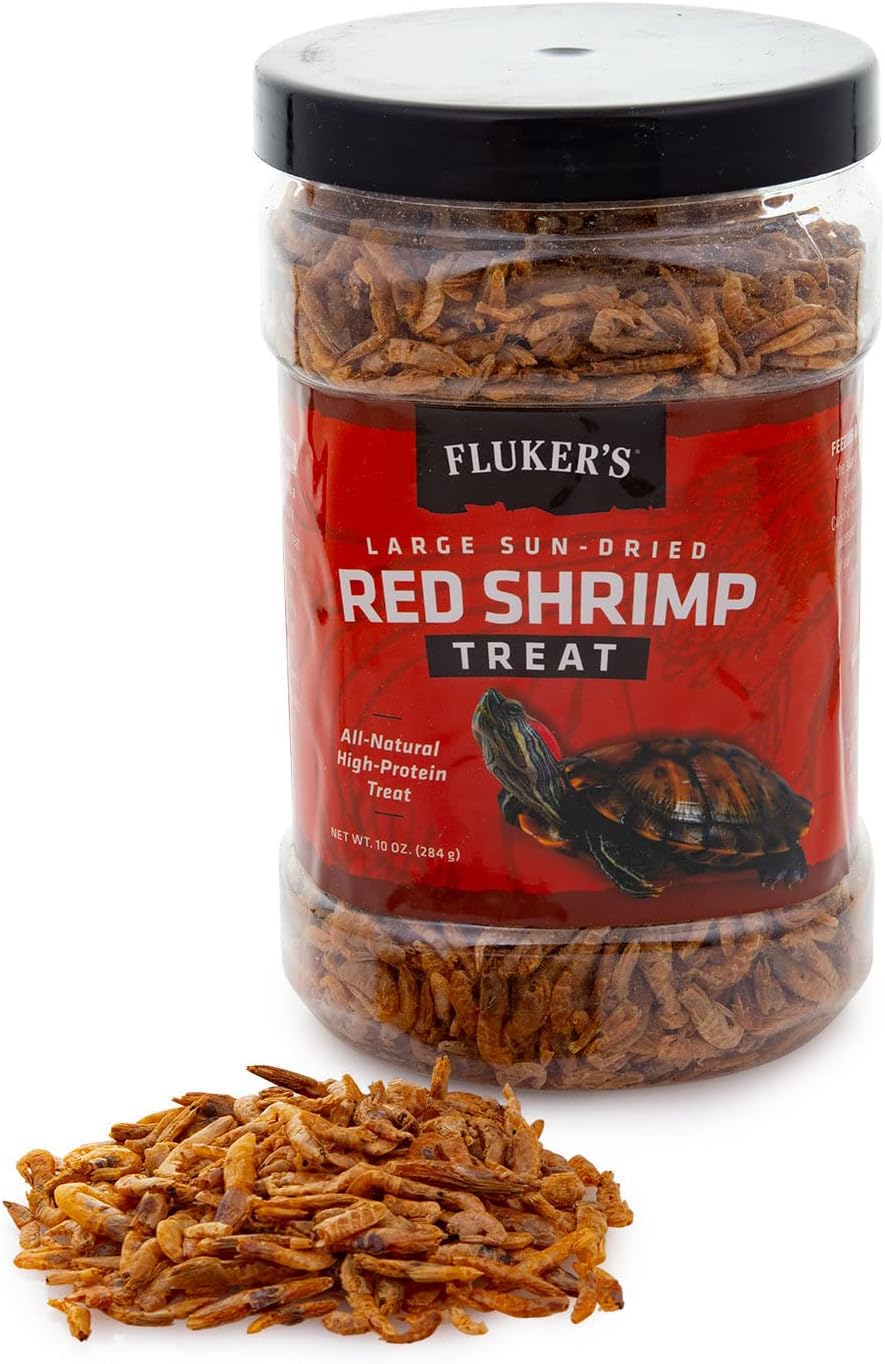 Fluker’s All Natural Large Sun-Dried Red Shrimp, High Protein Treats, Aquatic Turtle Food, Great for Aquatic Frogs, Tegus, Monitors, and Tropical Fish, 10 oz