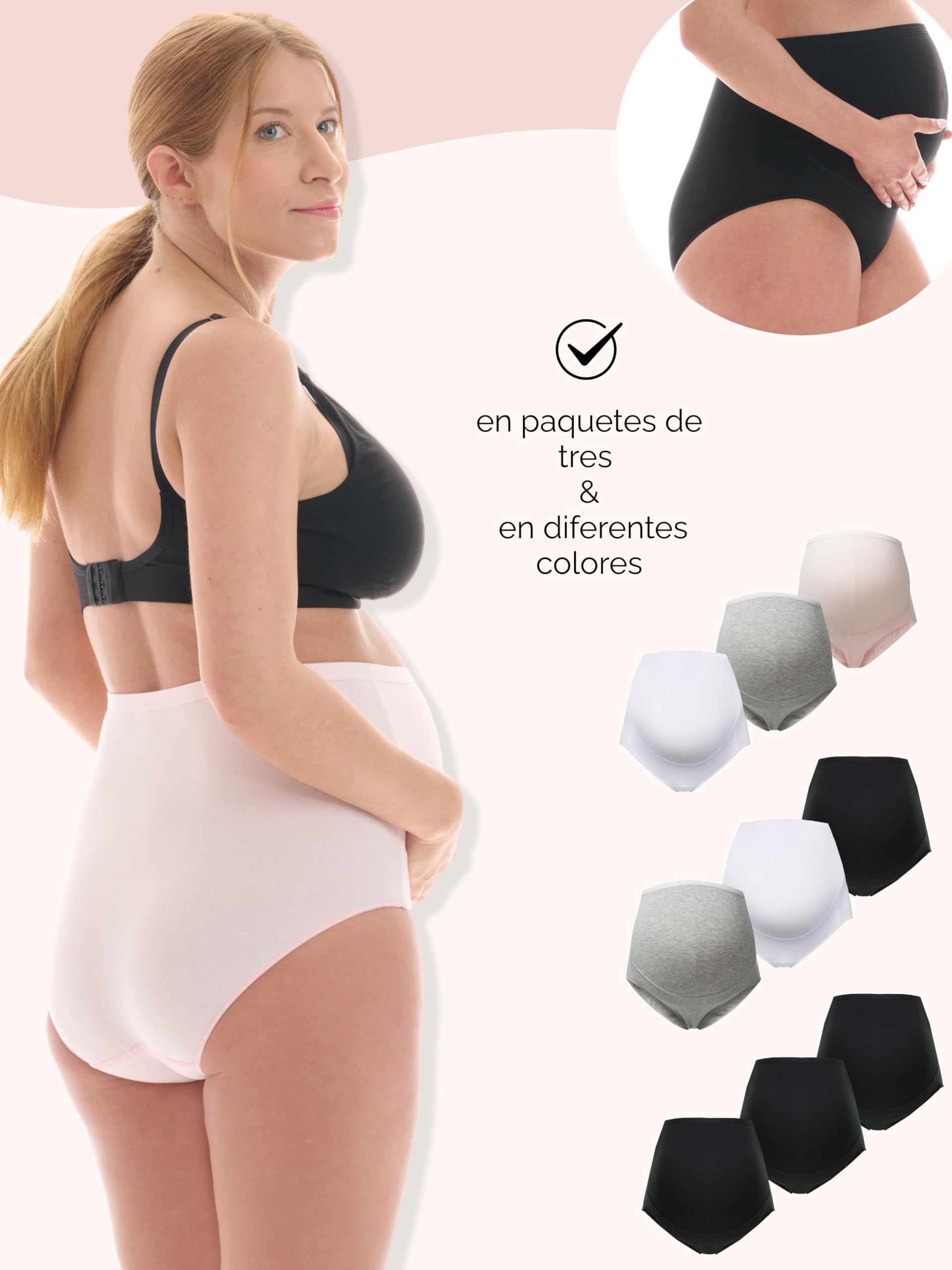 Herzmutter Bragas Premama - Algodón - Braguitas Embarazada - Bragas de Maternidad - Ropa Interior para Futura Mamá - Set de 1 y 3-5100