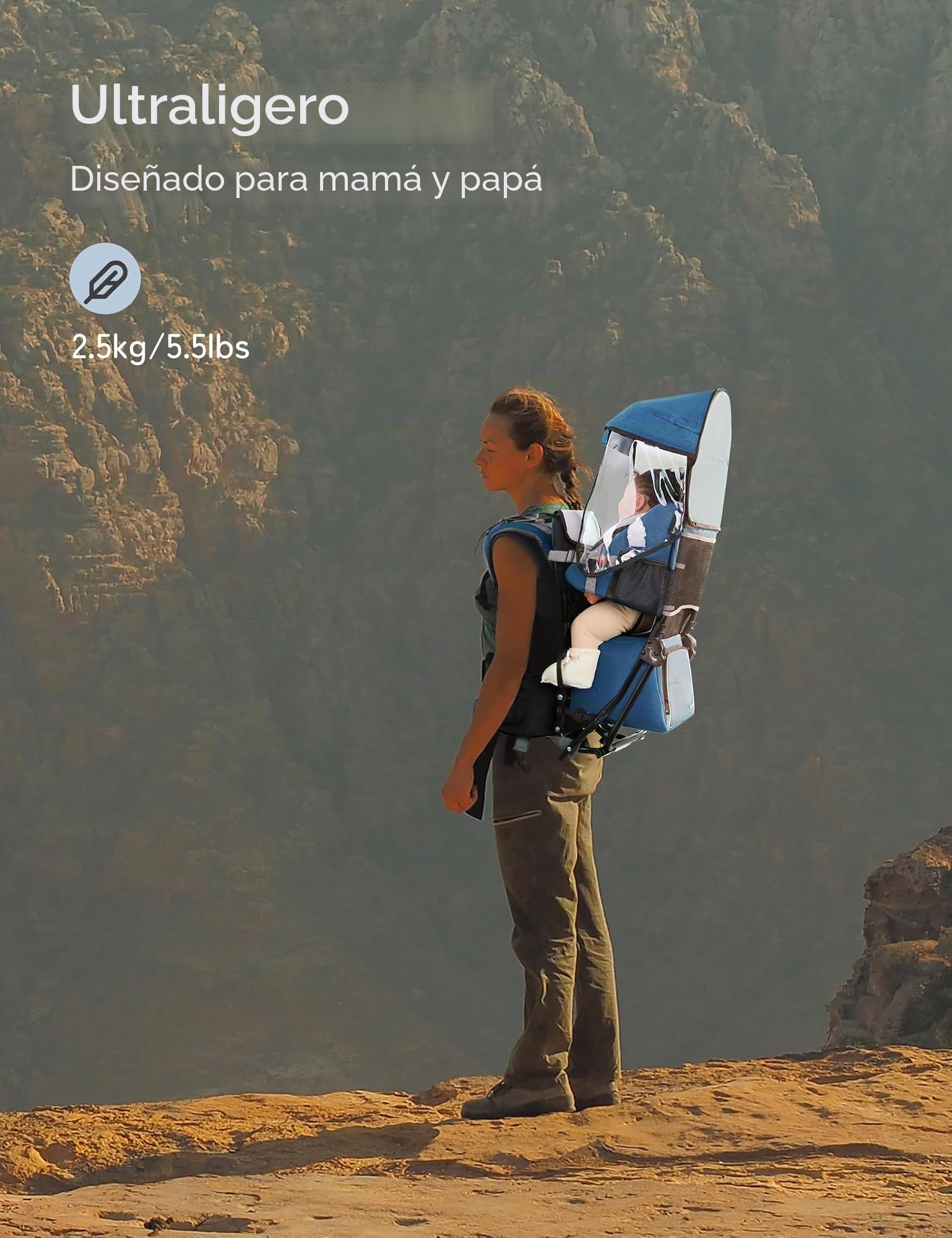 besrey Mochilas Senderismo, Mochilas Portabebés, Portador de bebé, Marsupios portabebé para Viaje Acampadacon Asiento, Azul Klevin