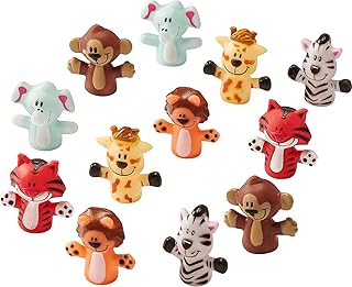 Animal Finger Puppets by Forest & Twelfth Kids, Fun Gifts and Party Favors for Boys and Girls, Includes Lion, Elephant, Tiger, Giraffe, Tiger & Monkey Toys, Pack of 12 or 24 (Pack of 12)