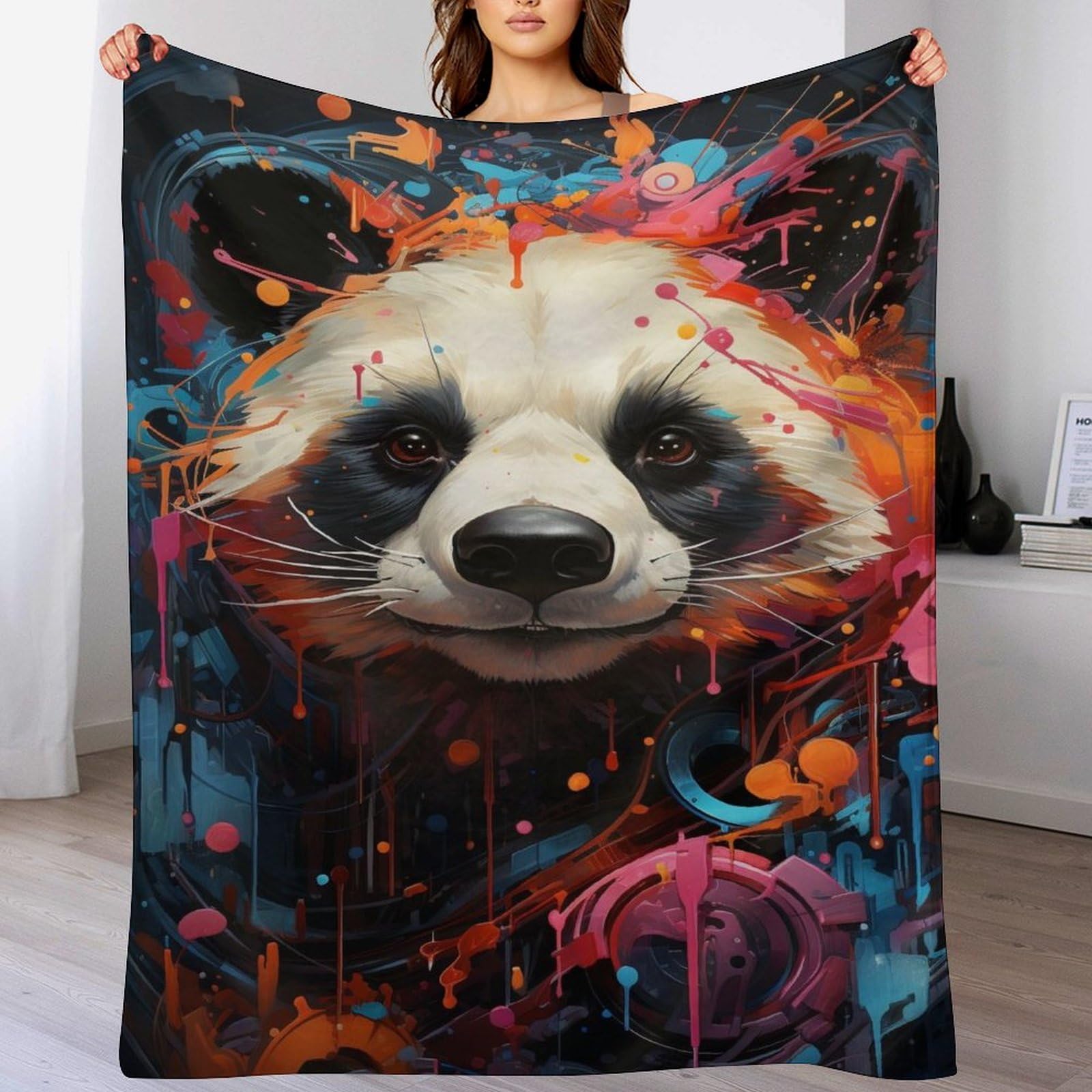 Plaid couverture de panda en flannel 150x200cm pour lit et canapé