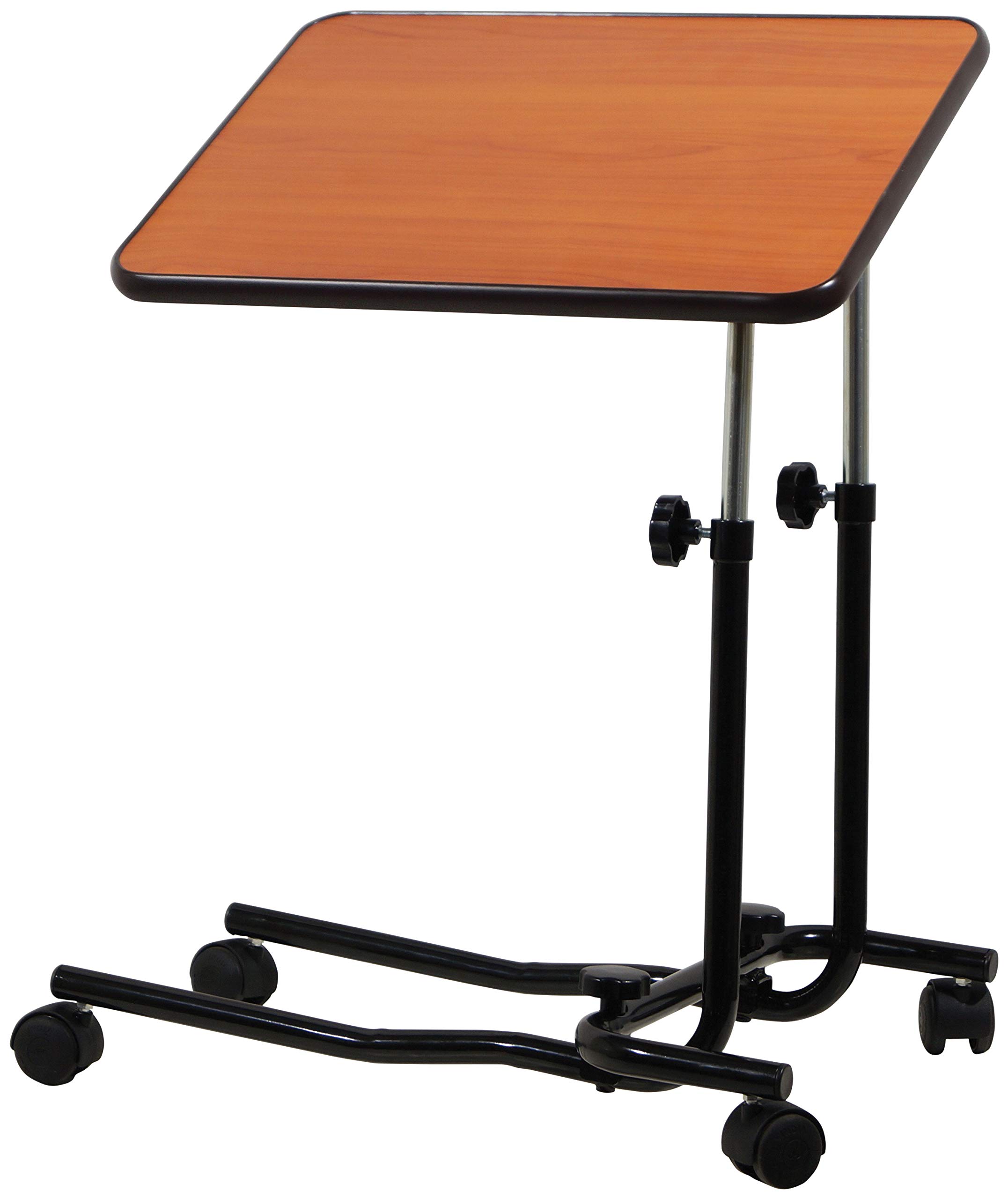 Aidapt Darkwood Canterbury Overbed Table - Height Adjustable - Angled Table - Mobile