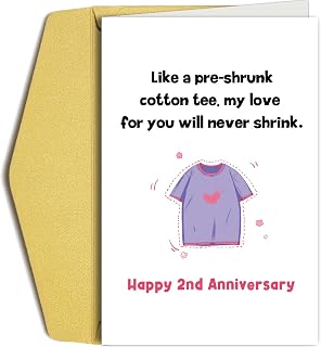 Happy 2nd Wedding Anniversary Card for Him Her, Funny Cotton Anniversary Card for Husband Wife, Cotton Pun Anniversary Card