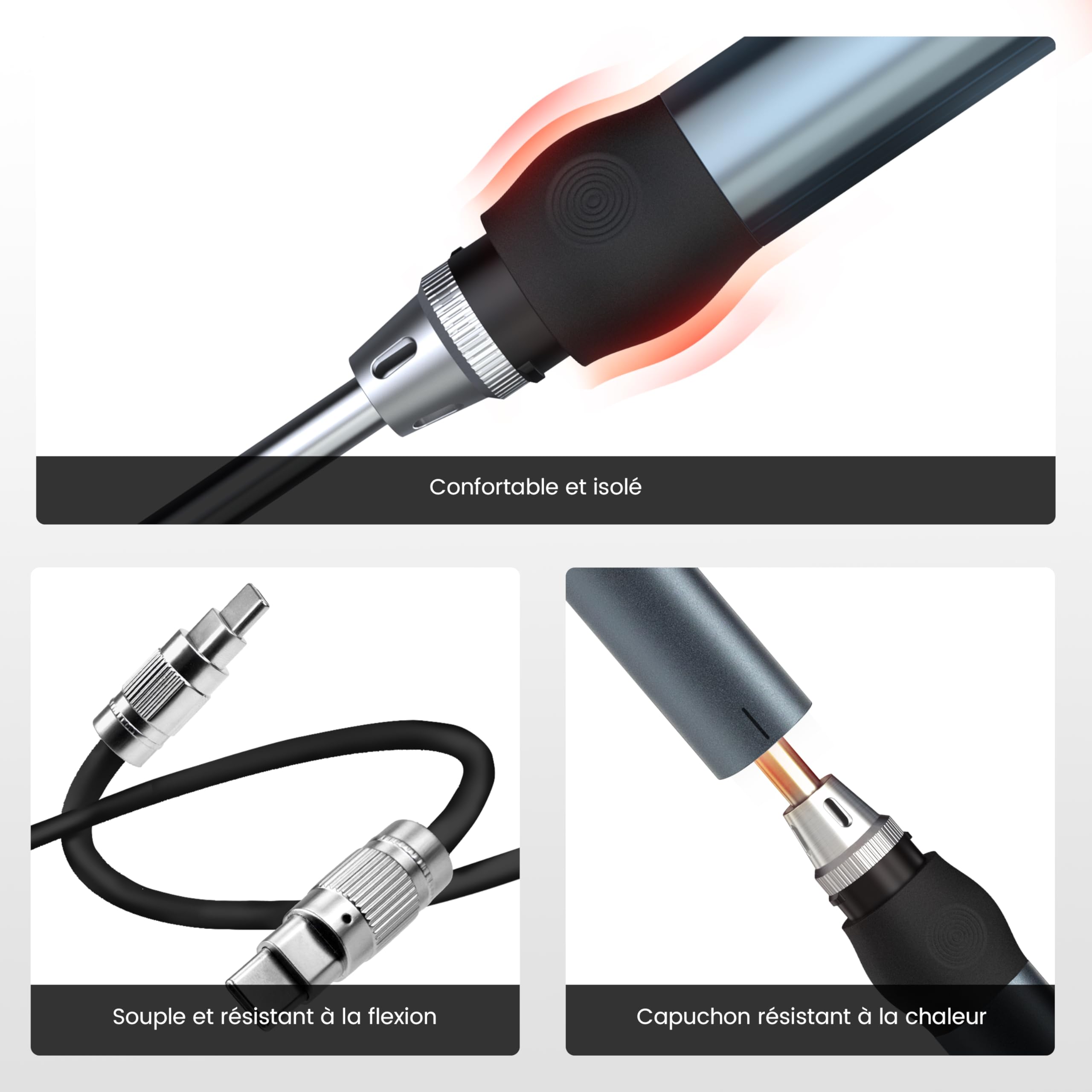 KAIWEETS USB C Fer à Souder Intelligent, Kit Fer à Souder Portable Chauffage Rapide 80-420℃, Contrôle Précis de Température, Écran OLED, Veille Auto, Verrouillage Enfant, 6 Pointes de Fer à Souder