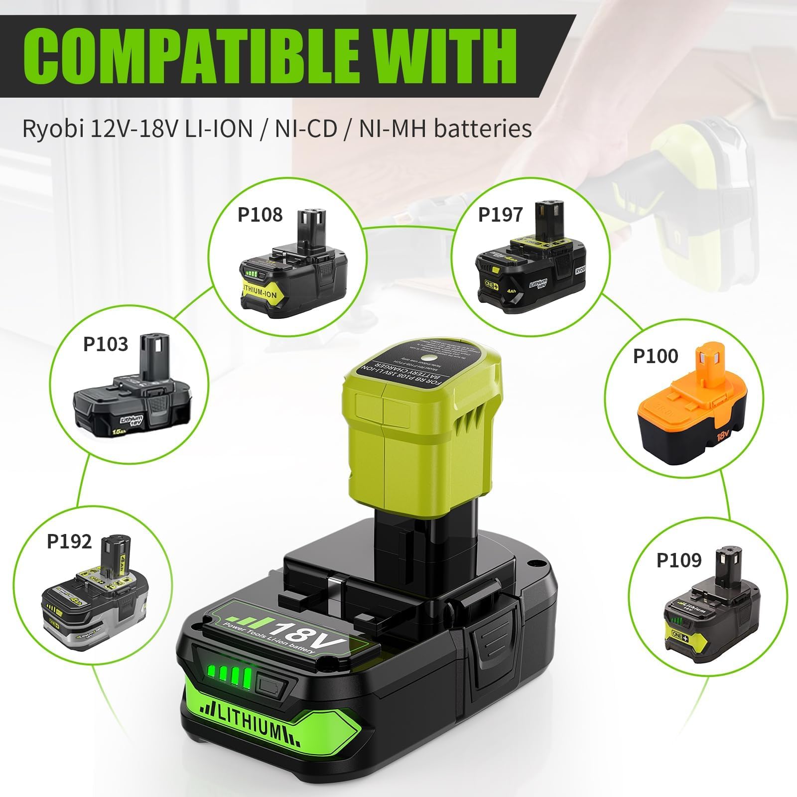 Batterie Li-Ion 18V 3.0Ah Pour Outils Ryobi P108, P107, RB18L25... - Neuve