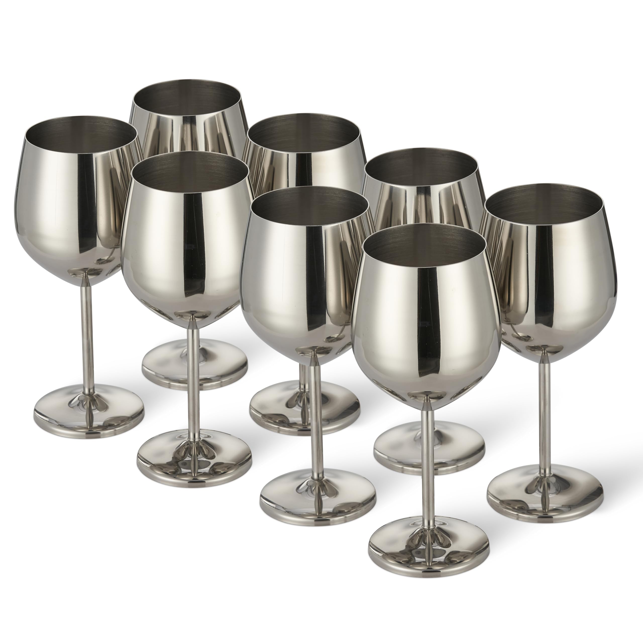 Oak & Steel - 8 Elegant Large Wine Glasses in Silver, 550 ml - Unbreakable Glass Gift Set for Home Bar, Wedding, Anniversary, Birthday Party โ image 1