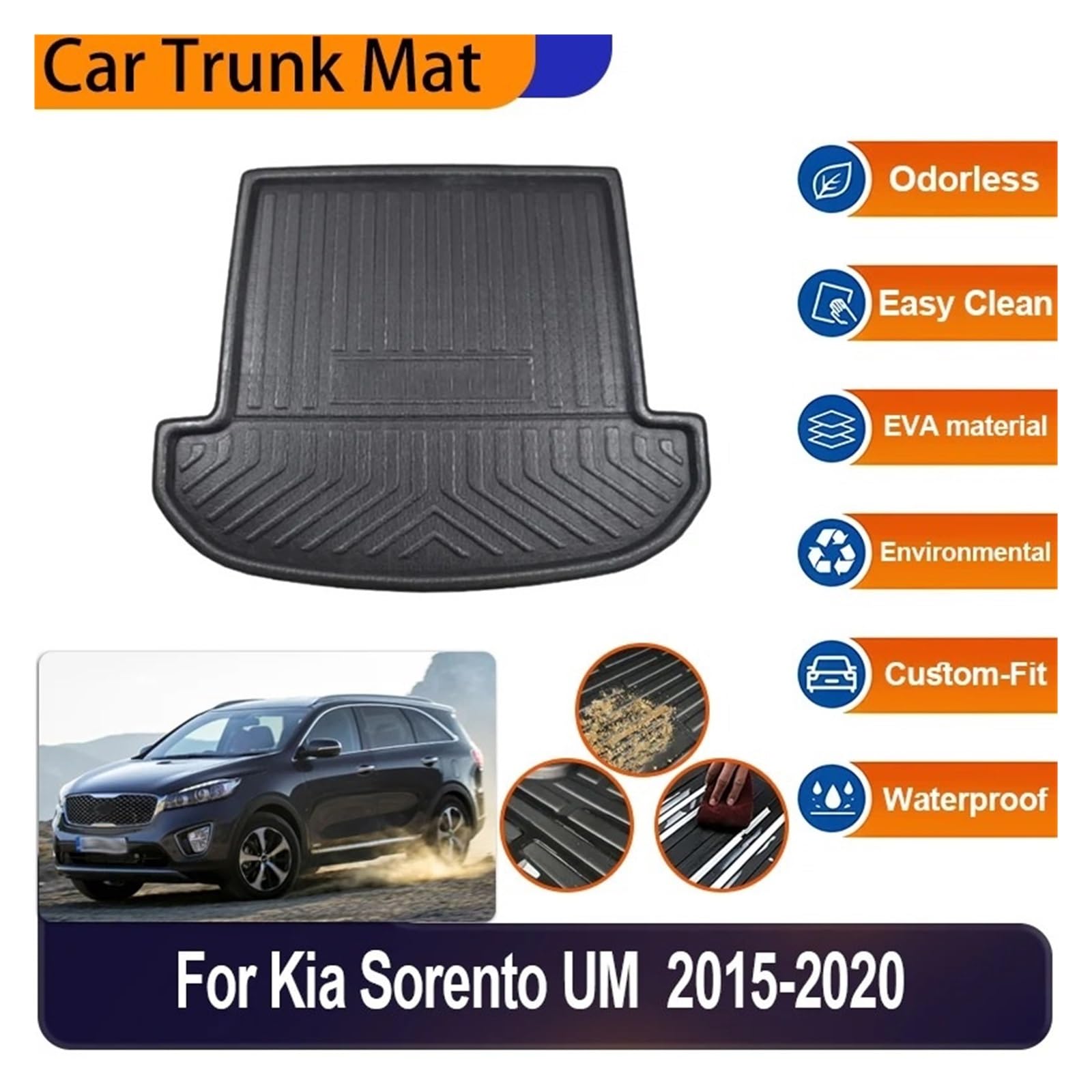 Kofferraumwanne Für Kia Für Sorento UM MK3 KX4 2015 2016 2017 2018 2019 2020 Auto Stamm Pads Cargo-Liner Anti Schmutzig Matte Schutzfrachtmatte