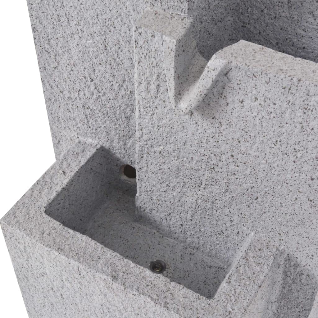 Fuente para habitación con luz LED de poliresina, gris, compacta, 22,5 x 18 x 40,6 cm, con bomba, fuente de agua para salón y jardín, terraza, balcón, decoración relajante zen