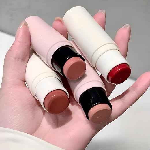 Gege Bear Blush Stick | Porcelain &amp; Water Finish | 2-in-1 Stick with Sponge Head | Hydrating &amp; Smooth Blend | Soft Pigment...