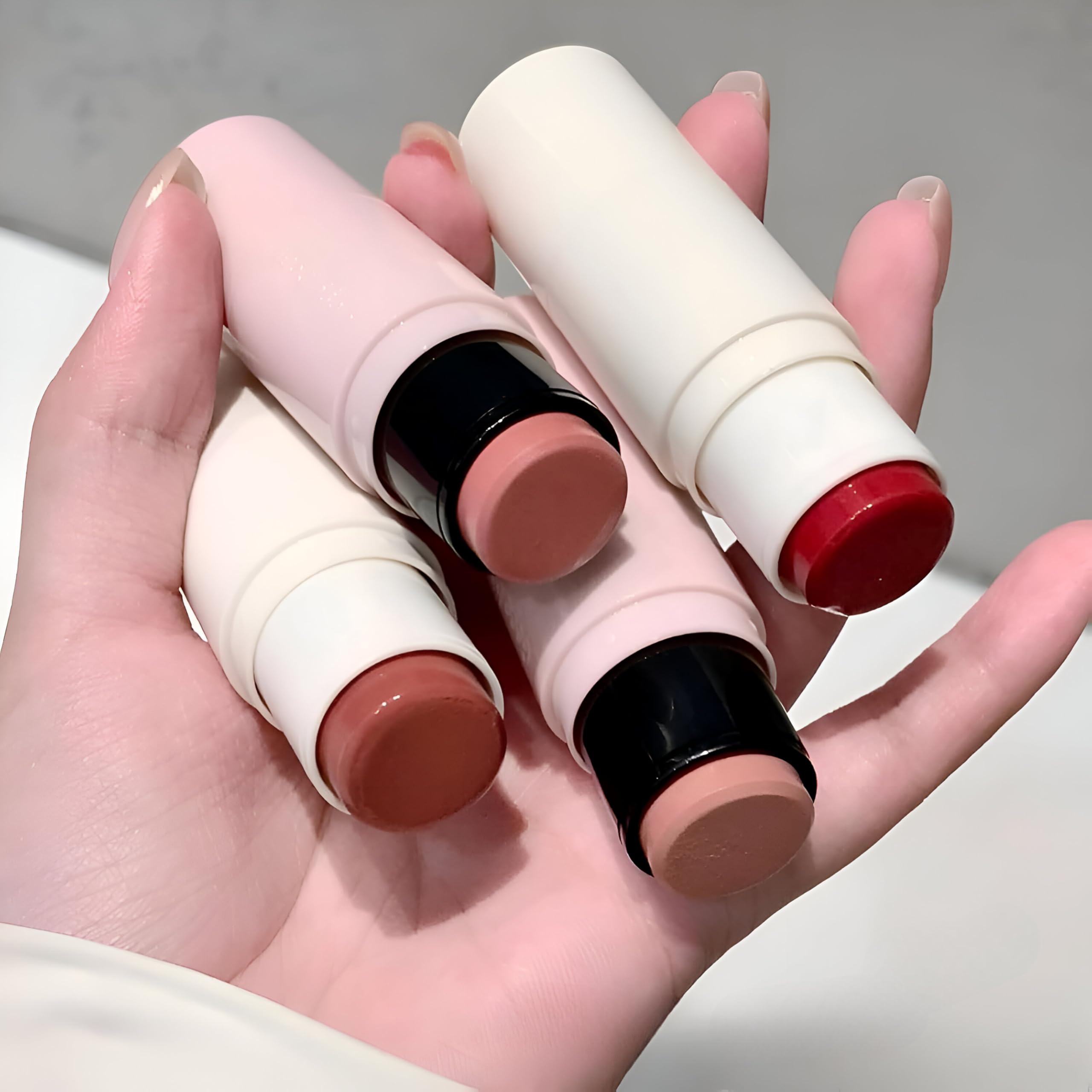 Gege Bear Blush Stick | Porcelain & Water Finish | 2-in-1 Stick with Sponge Head | Hydrating & Smooth Blend | Soft Pigment + Skincare Glow | Face Makeup | Cute Rose Pink Blush Effect | Lightweight Long-Lasting Moisturizer Blusher For Women (03#Whole Wheat Naked, 4g)-image-14