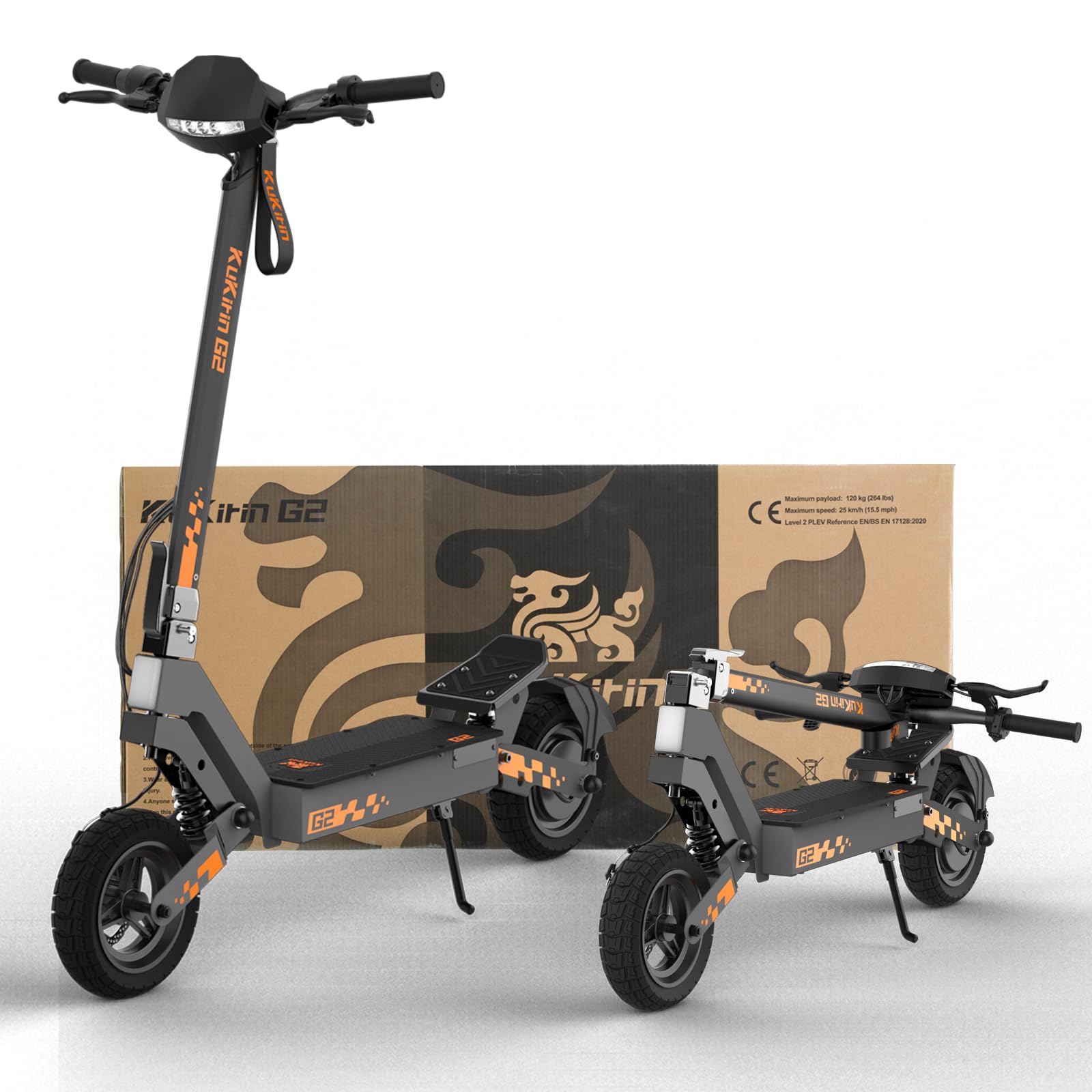 KuKirin G2 Patinete Eléctrico Adultos Neumáticos Offroad 10” Doble Suspensión 48V 15.6Ah ≤55km Autonomía Diseño Plegable
