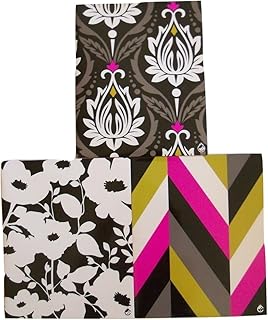 Studio C Carolina Pad 3 Folder Set ~ Fashionista (White Flower Buds, White Flowers on Black, Multicolored Chevrons)