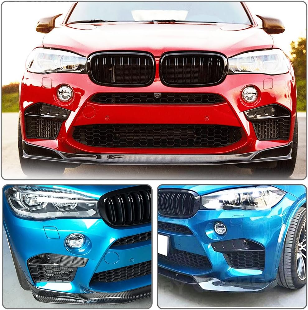 Real Carbon Fiber Front Bumper Fog Light Cover fits for BMW X5M F85 X6M F86 Sport Utility 2015-2019 Carbon Fiber CF Air Fender Vent Trims 2pcs/set