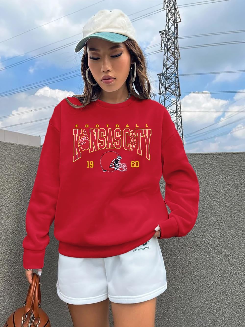 UNIQUEONE Game Day Sweatshirt Women Football Sweatshirts Football Mom Hoodie Touchdown Shirt Casual Crewneck Pullover - Image 3