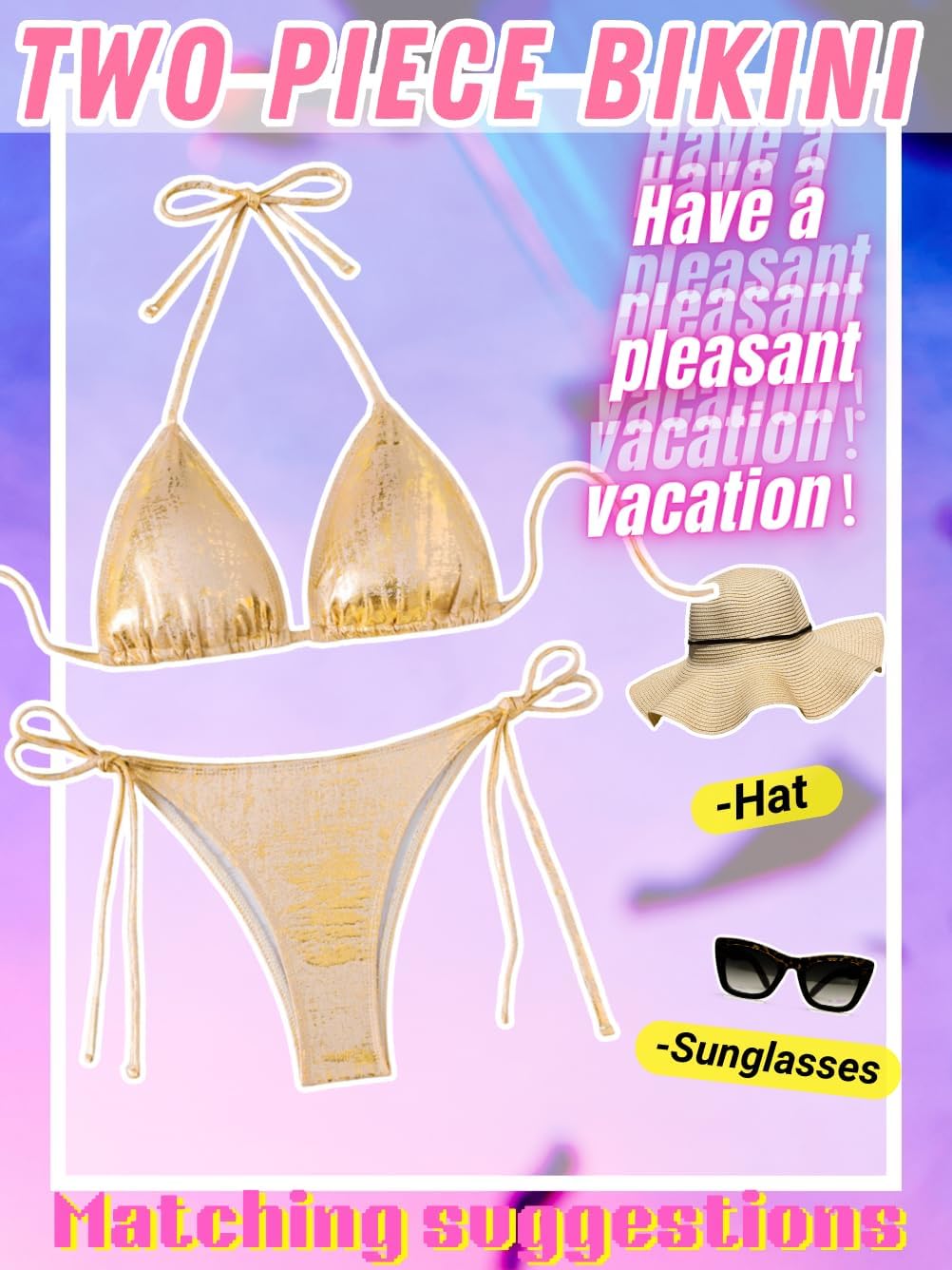 Women's Sparkly Metallic Bikini Set, Sexy Halter Cheeky High Cut 2-Piece Swimsuit, Rave Festival Outfits - Image 6