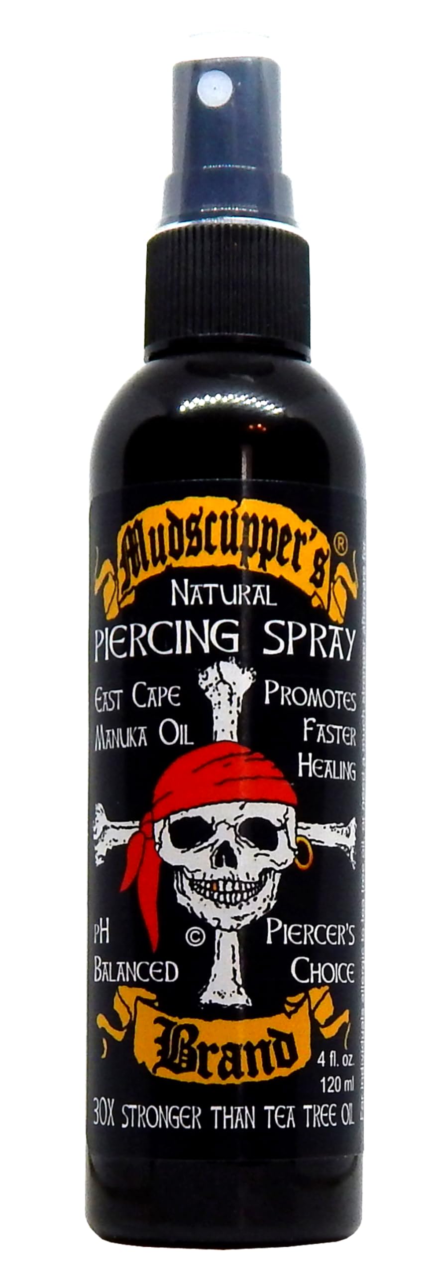 Mudscupper's Natural Piercing Spray: Sterilized Sea Salt Solution Gently Cleanses & Helps Heal All Piercings. 4 fl oz