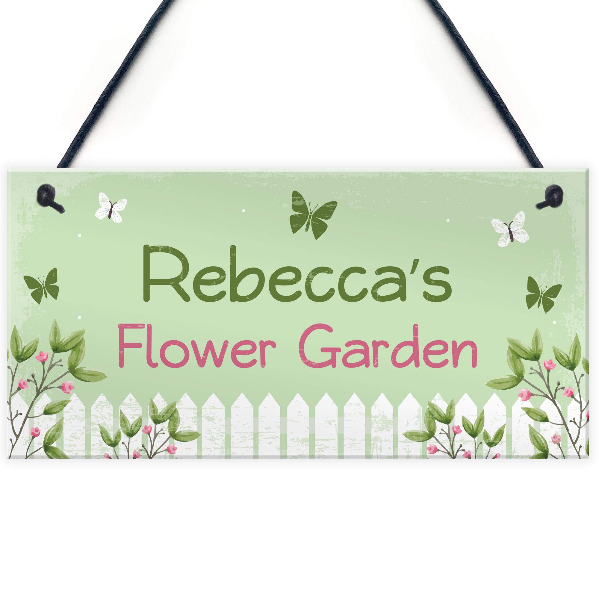 Red Ocean Garden Sign PERSONALISED Flower Garden Hanging Shed Sign Summer House Plaque Gift