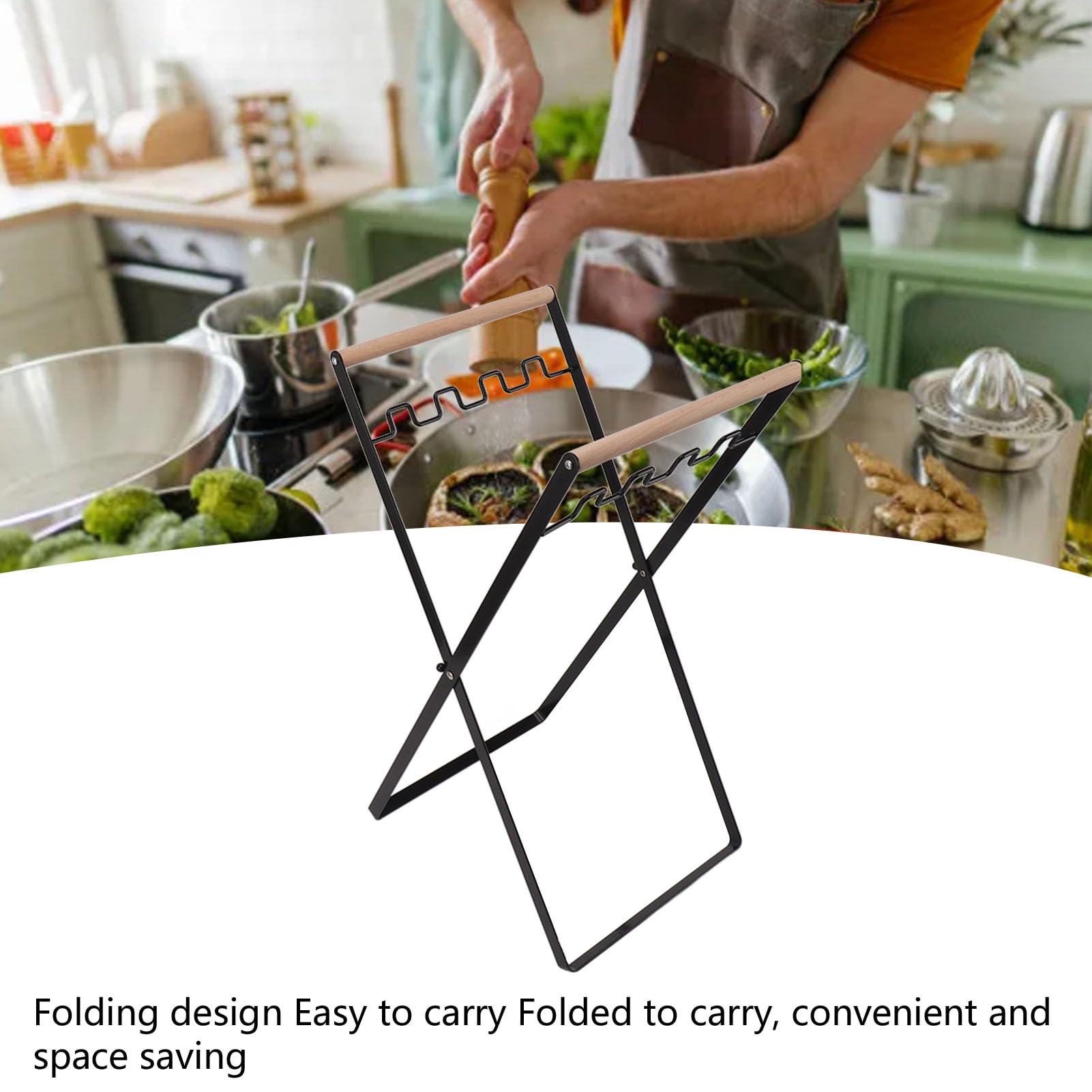 Support de Sacs Poubelles Portable, Cadre en Fil de Fer Pliable, Poubelle de Tri des Déchets avec 2 Sacs Poubelles pour Cuisine, Camping Intérieur et Extérieur(Noir)