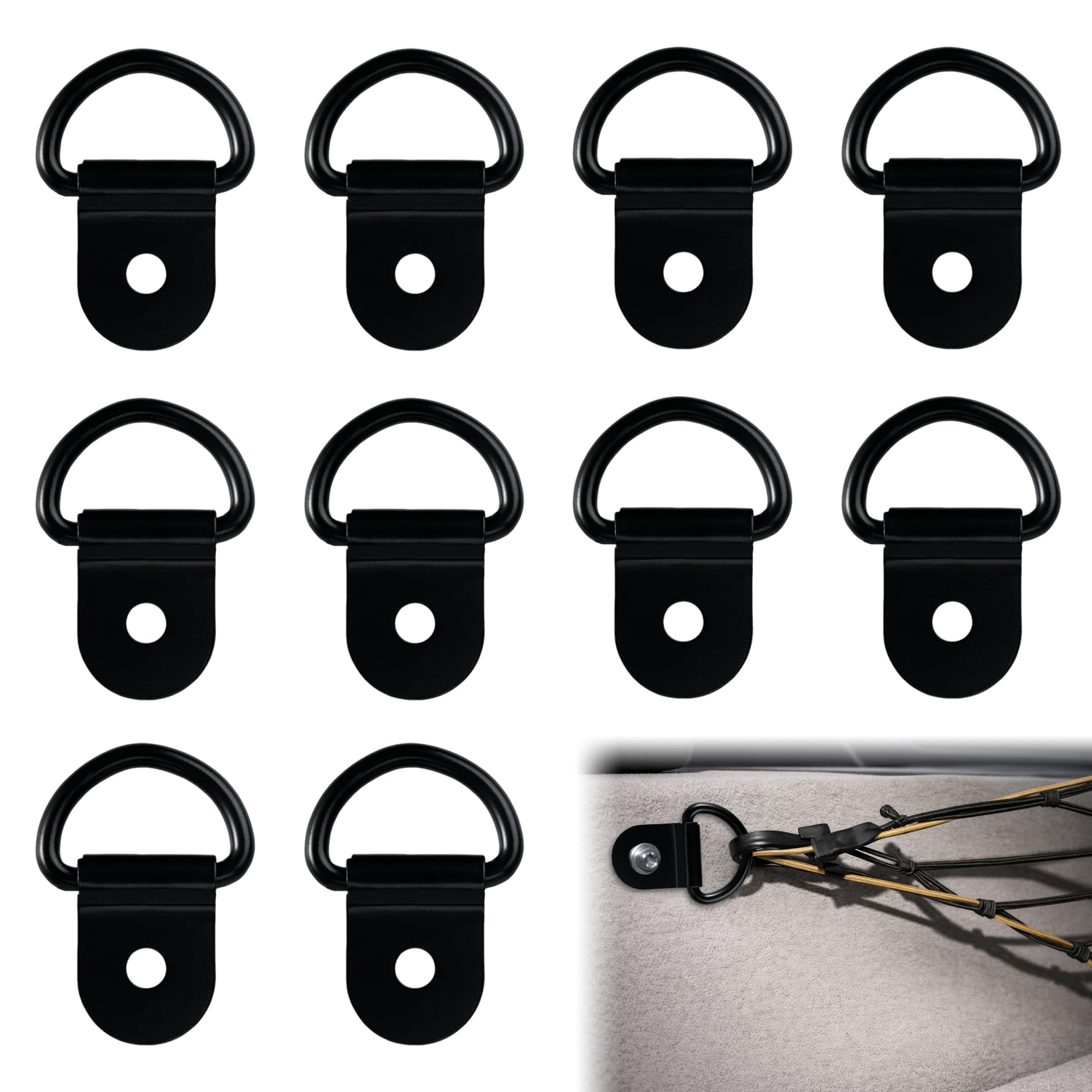 10Pcs Tie Down Anchor High Weight Capacity Resists CorrosionMetal Lashing D Rings Heavy Duty Van Hooks Load Anchor Trailer for Cargo Safety in Trucks Camper Warehouse Boats Vans and Trailers