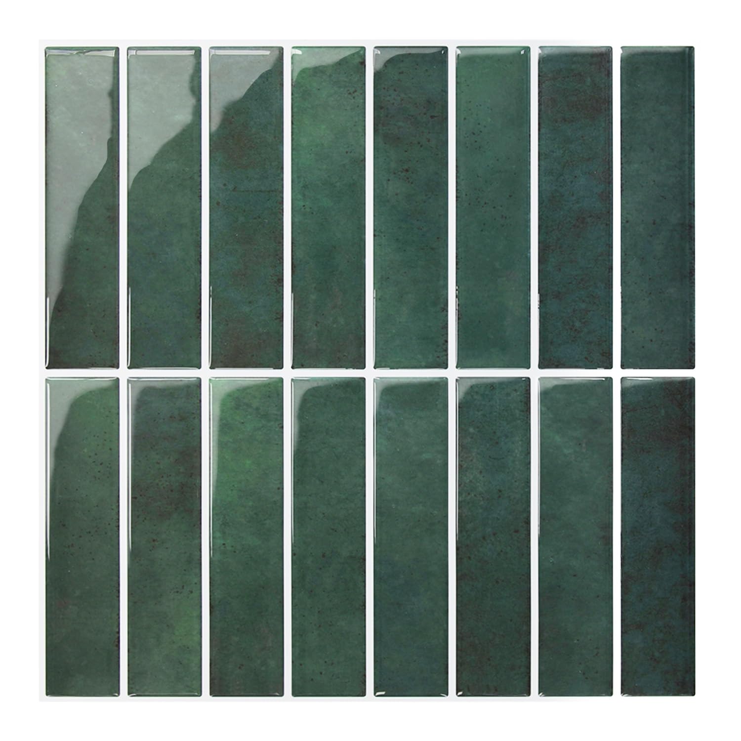 COMSTICKC Piastrelle Adesive Cucina Bagno 3D, Verde, Mattonelle Adesive Bagno, 10 Pezzi Murali Autoadesivo Cucina Decorativi, Impermeabili e Facili da Pulire(30,5x30,5cm)