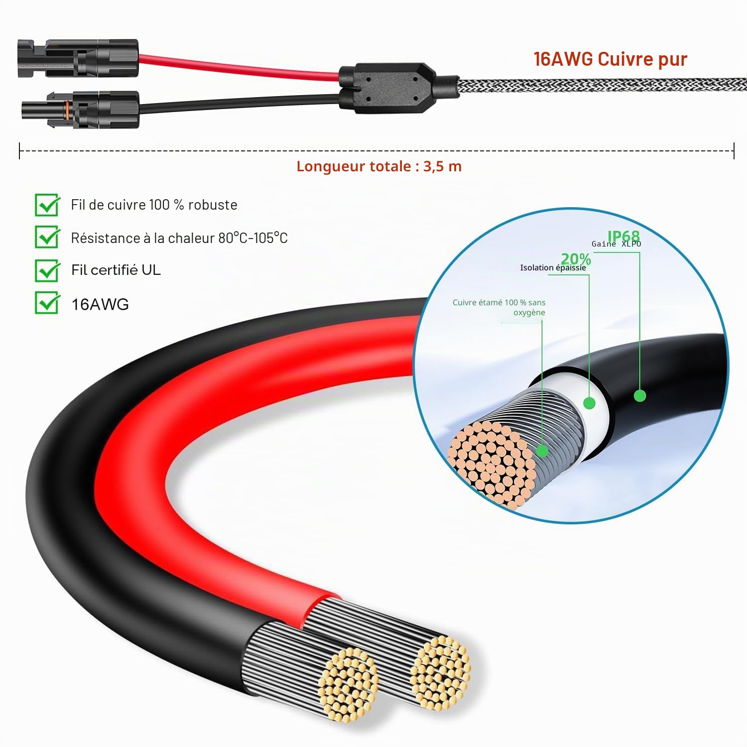 KFD ALLPOWERS S2000 Pro Câble de charge solaire vers XT60 Chargeur pour EF Ecoflow River Delta Delta Bluetti EB55 Anker 757/767 160W 220W 400W rallonge station d'alimentation portable et générateur