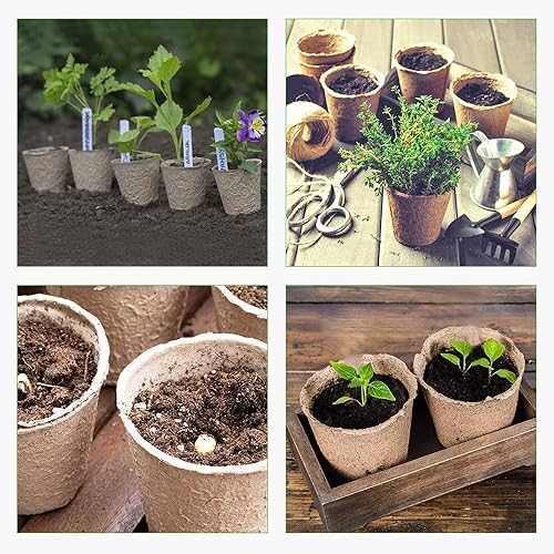 Miniatura 7 de GROWNEER  Macetas biodegradables para plantas de semillero macetas de germinación de jardín con etiquetas de plantas
