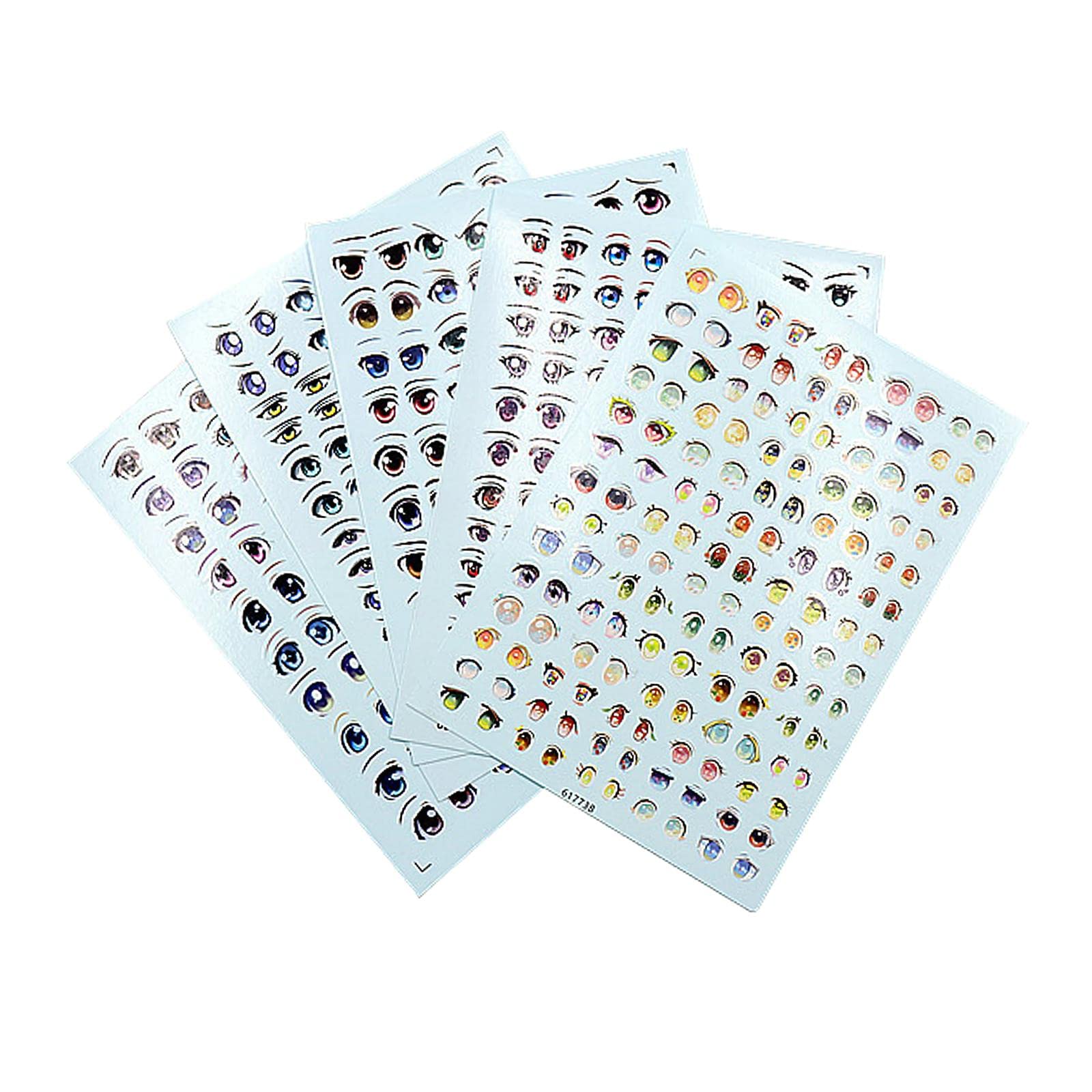 5 Sheets Cartoon Eye Water Stickers Doll Face Decals Toys Embellishments