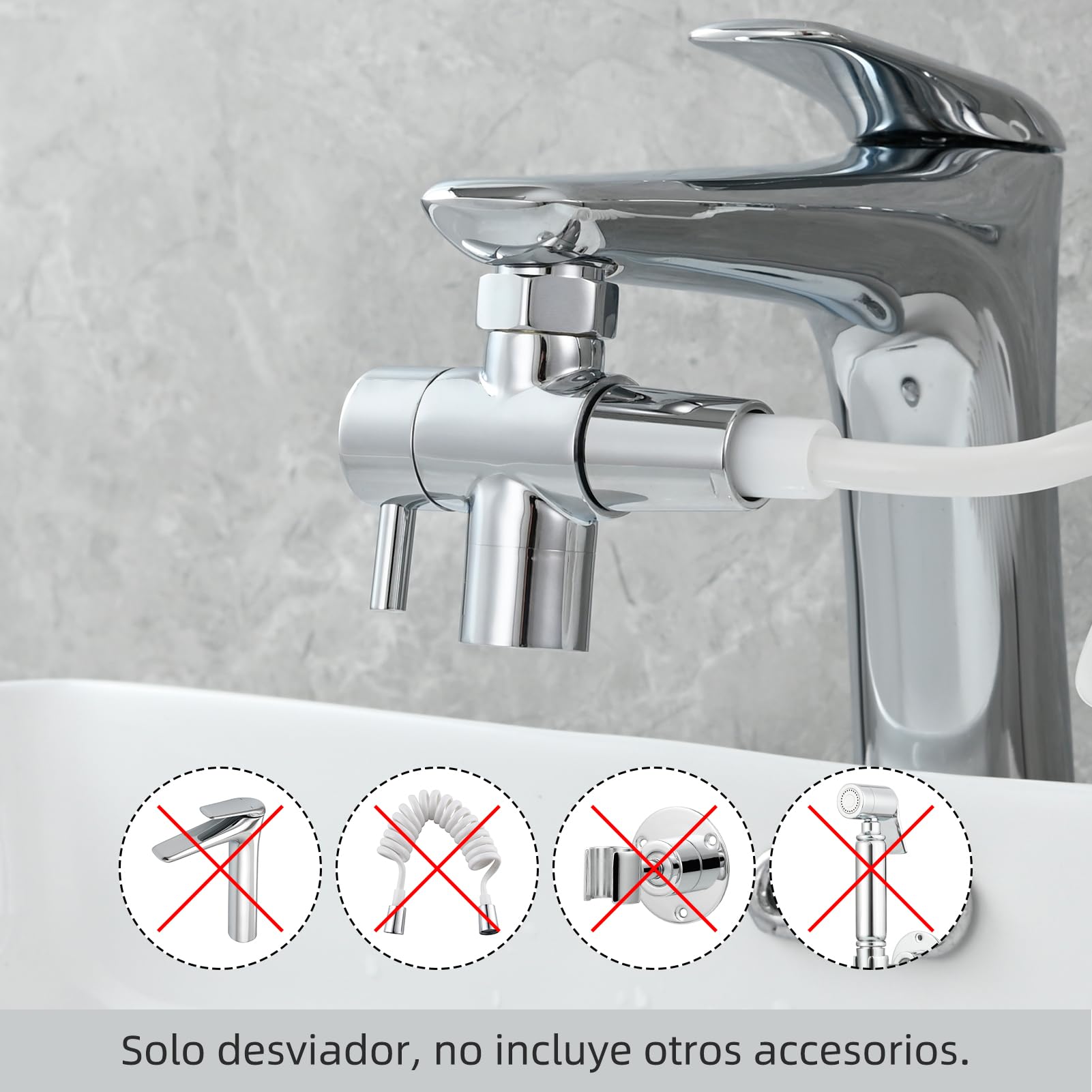 Tecmolog Desviador de Grifos Lavabos 22mm Adaptador Manguera Grifo Cocina Cromo SBA021C