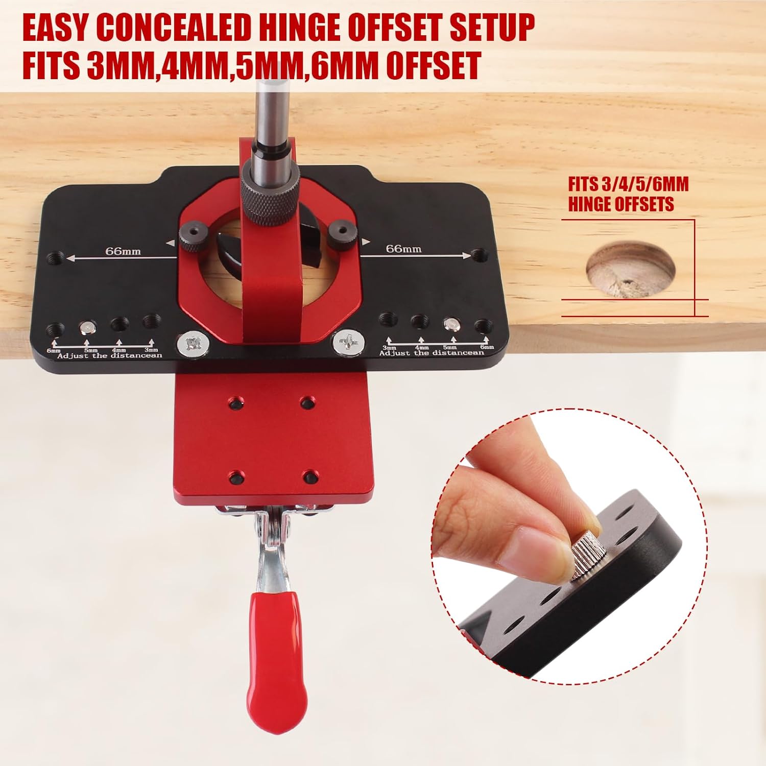 35mm Metal Concealed Hinge Jig Hinge Hole Drilling Jigs with Quick Clamp, Dust Vacuum Adapter Concealed Door Hinge Jig Guide for Woodworking Door Cabinet Hinges Mounting Tool