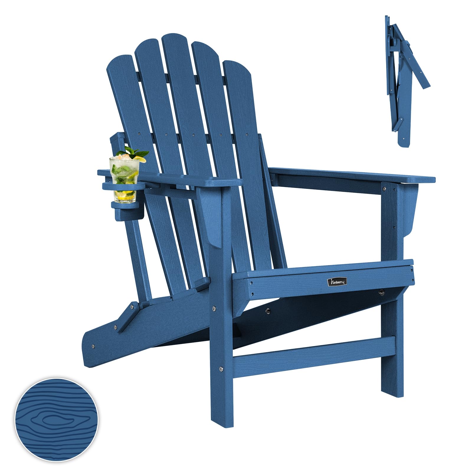 FUNBERRY Oversized Folding Adirondack Chair, Fire Pit Chairs 400LBS