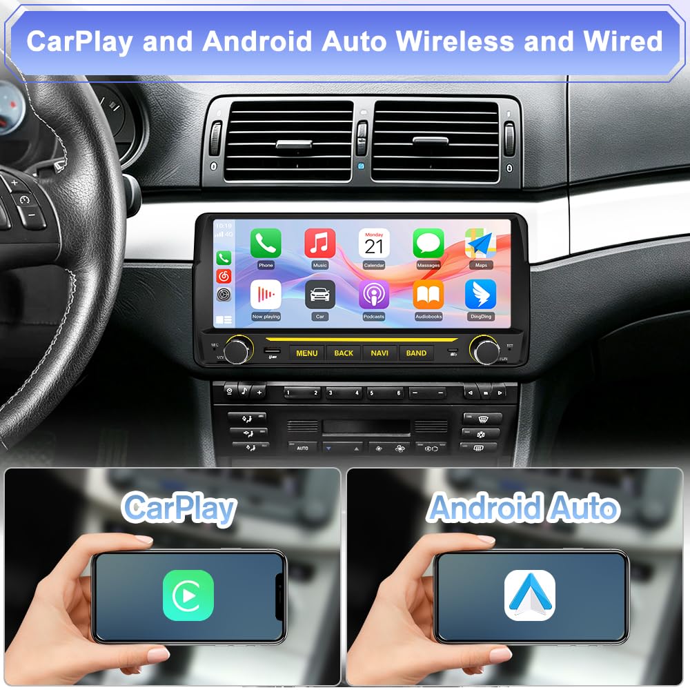 AWESAFE Autoradio Android 15 pour BMW E46 (1998-2005) | Écran Tactile 10,26 Pouces | 2Go+64Go | CarPlay & Android Auto | Charge Rapide 30W | GPS WiFi Bluetooth | FM RDS | Autoradio Multimédia