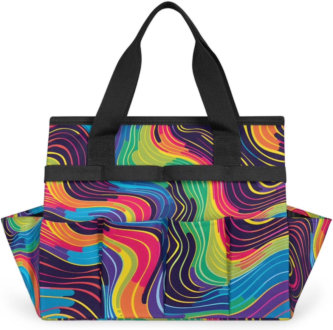 Rainbow Geometric Heavy Duty Garden Tool Bag with 10 Pockets