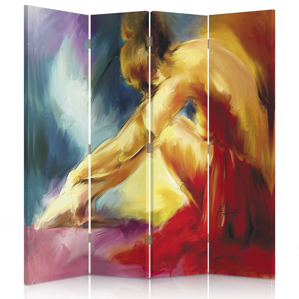 Paravent Femme Séparateur à Inversion de Sens Rouge 145x180 cm