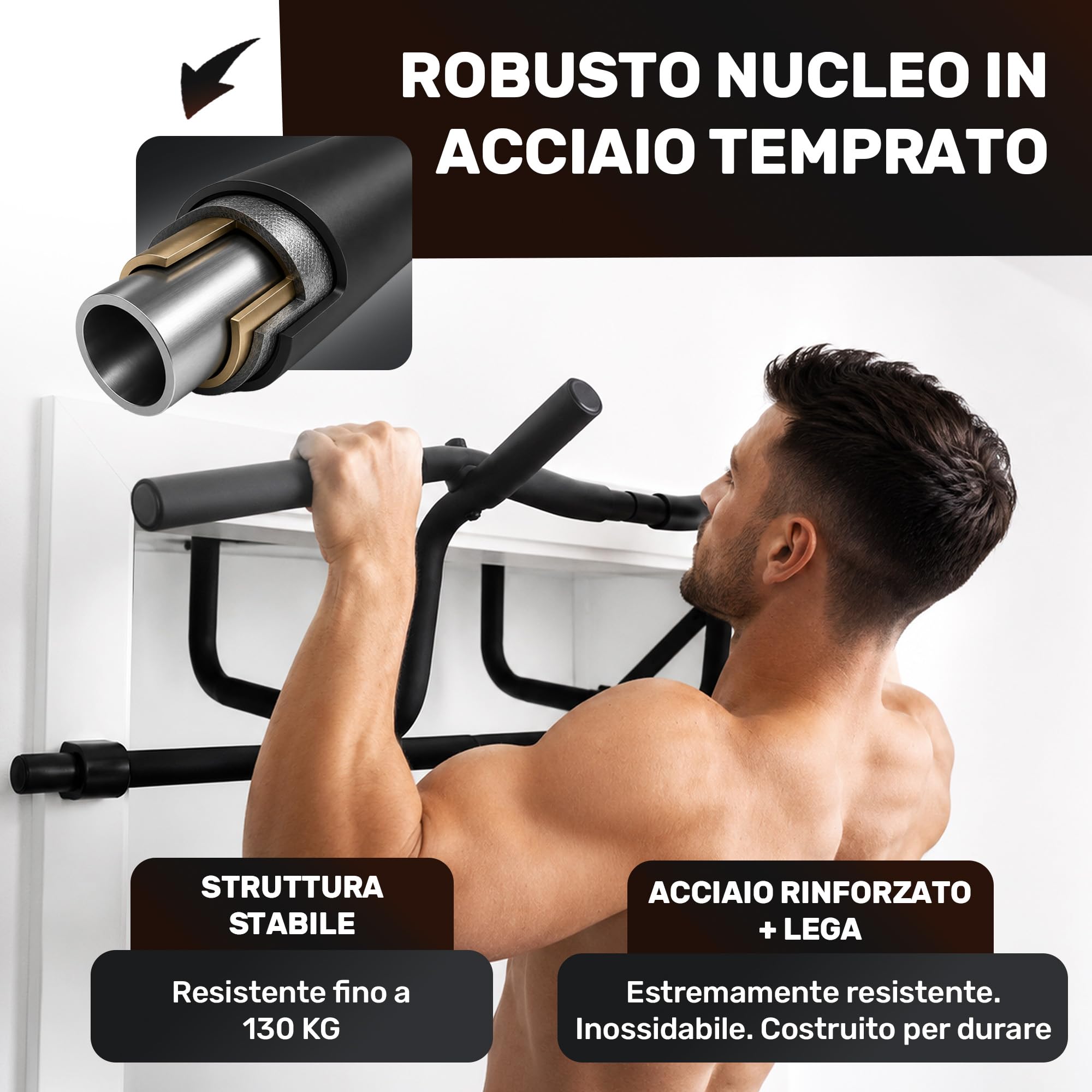 [NUOVO] Barra per trazioni telaio porta senza viti Fitness Barra I Pull per trazioni porta [7-22 cm] Pull Up Bar allenamento [design protetto]
